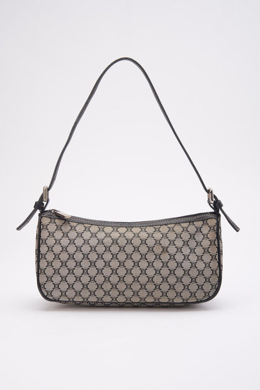 Vintage Celine Navy Triomphe Canvas Pochette Bag