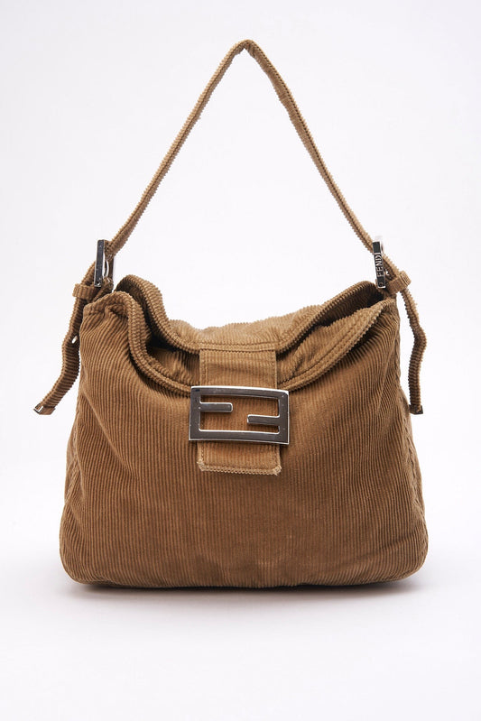 Fendi Mini Mamma Baguette in Beige Cord Fabric