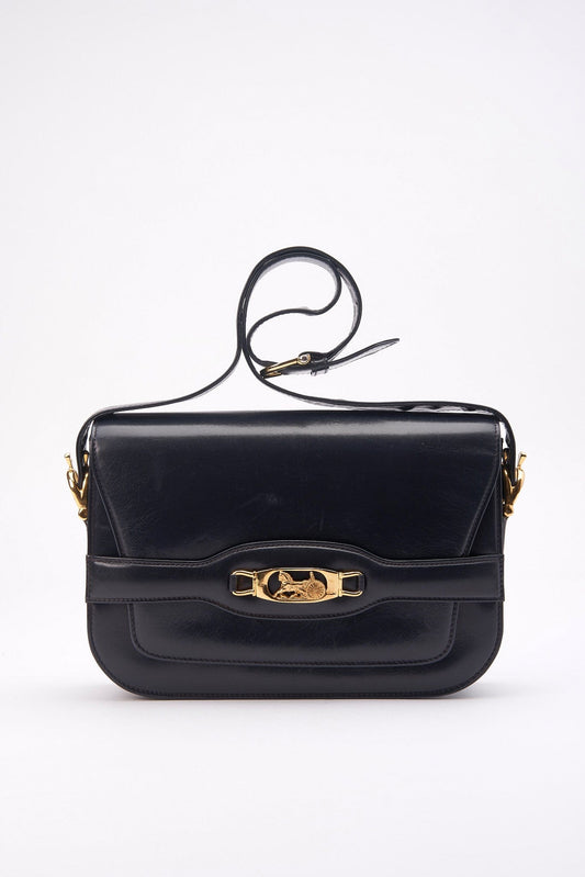 Vintage Celine Navy Leather Box Sulky Bag