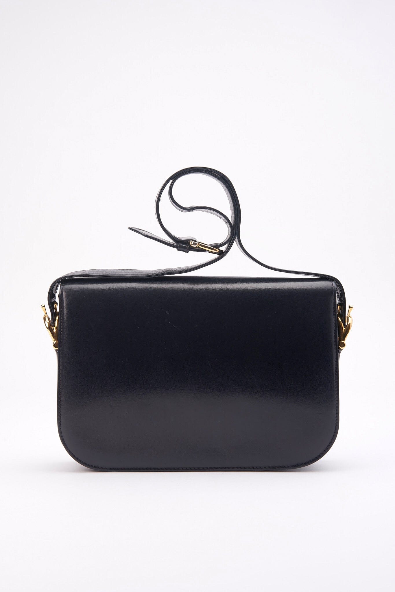 Vintage Celine Navy Leather Box Sulky Bag
