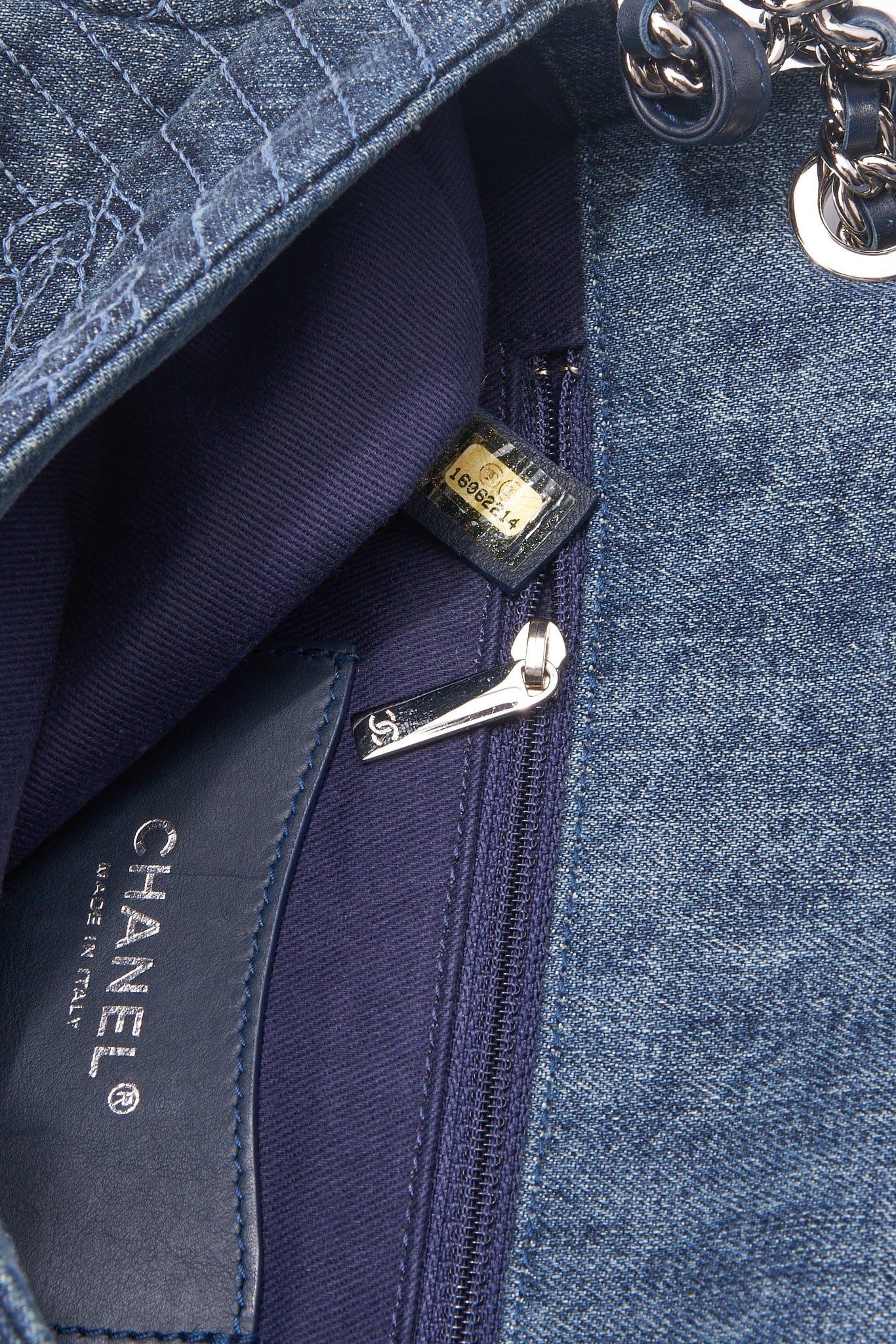 Chanel Blue Denim Camellia Embroidered CC Flap Bag