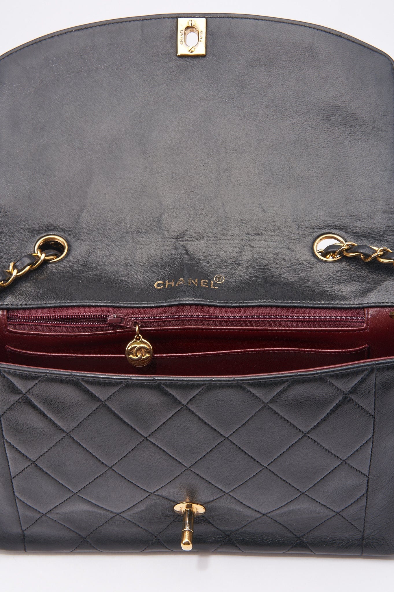Vintage Chanel Diana Black Single Flap with 24k gold plated hardware