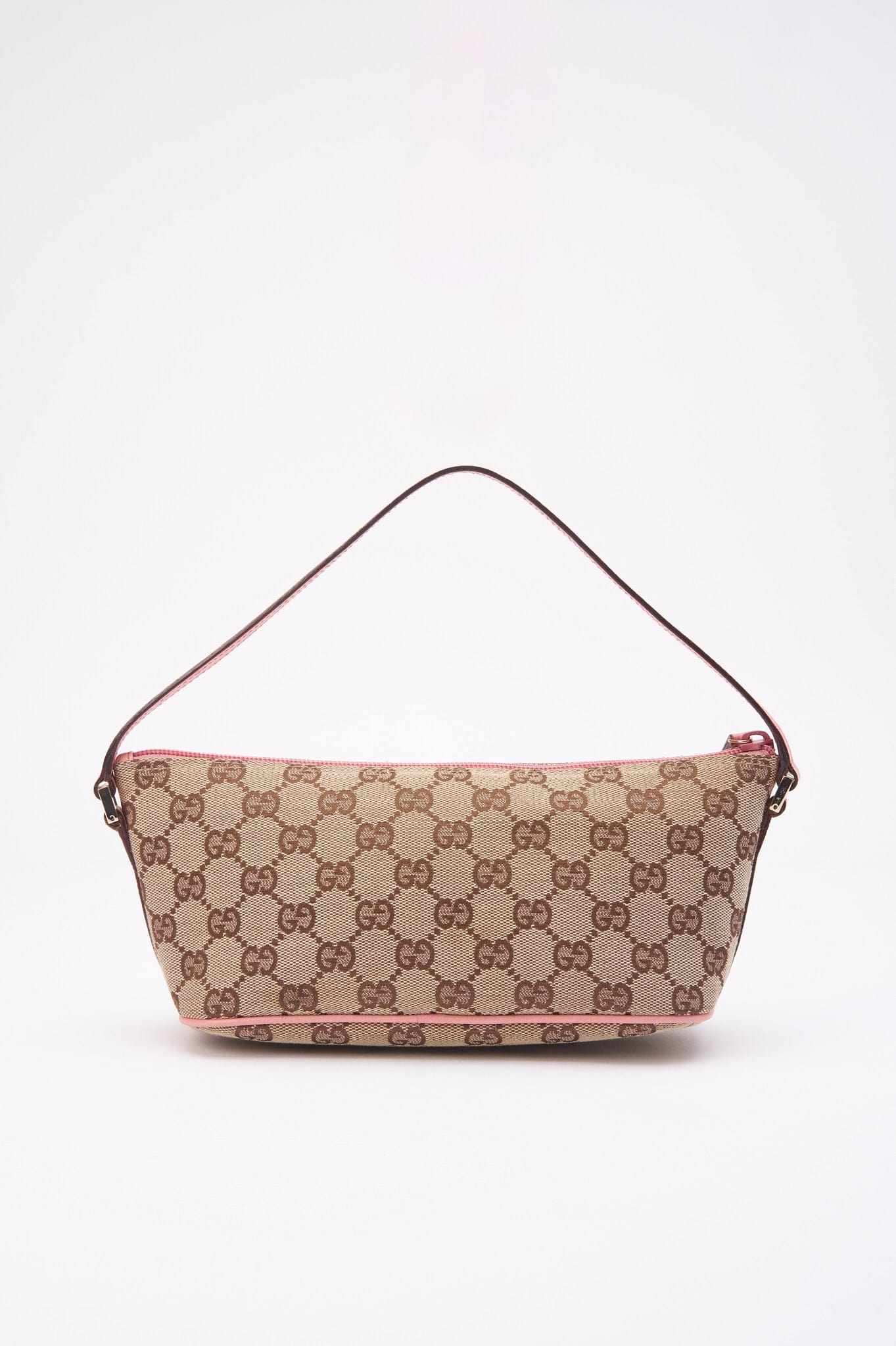 Vintage Gucci Boat Pochette Bag with Pink Leather Trim