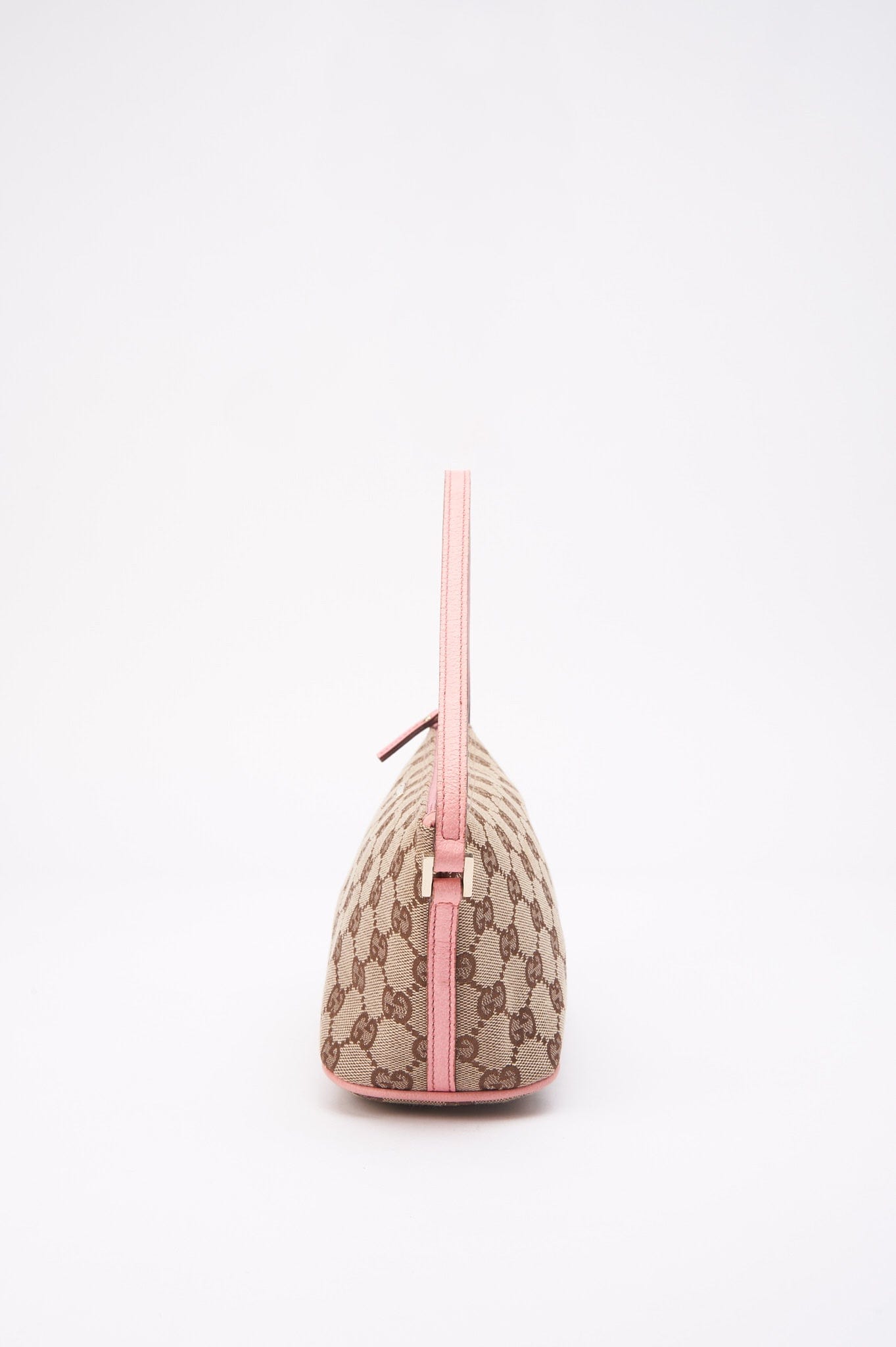 Vintage Gucci Boat Pochette Bag with Pink Leather Trim