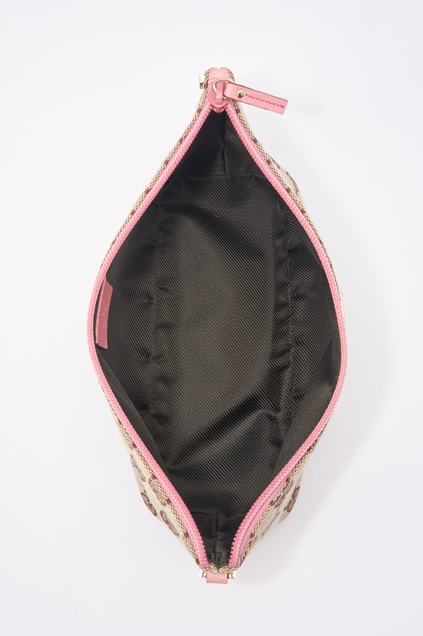 Vintage Gucci Boat Pochette Bag with Pink Leather Trim