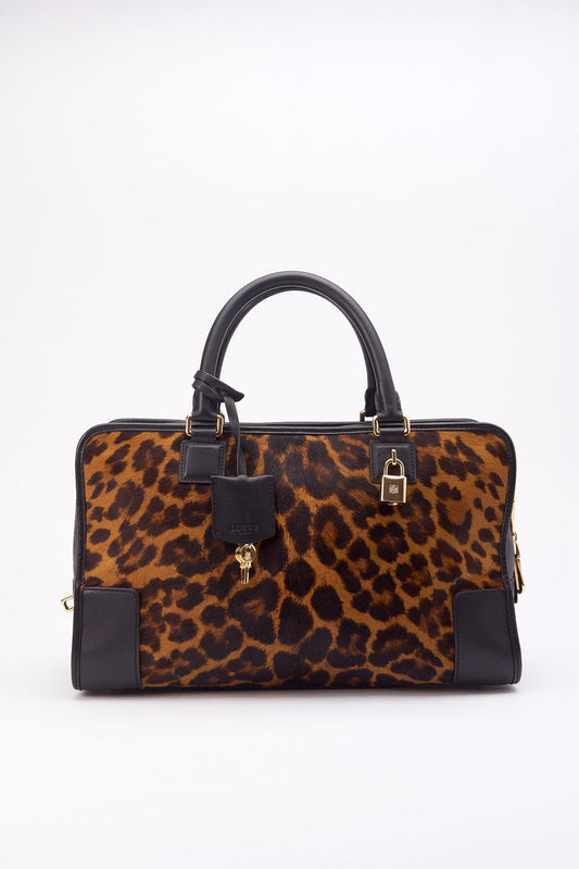Vintage Loewe Amazona Leopard Calf Hair Shoulder Bag