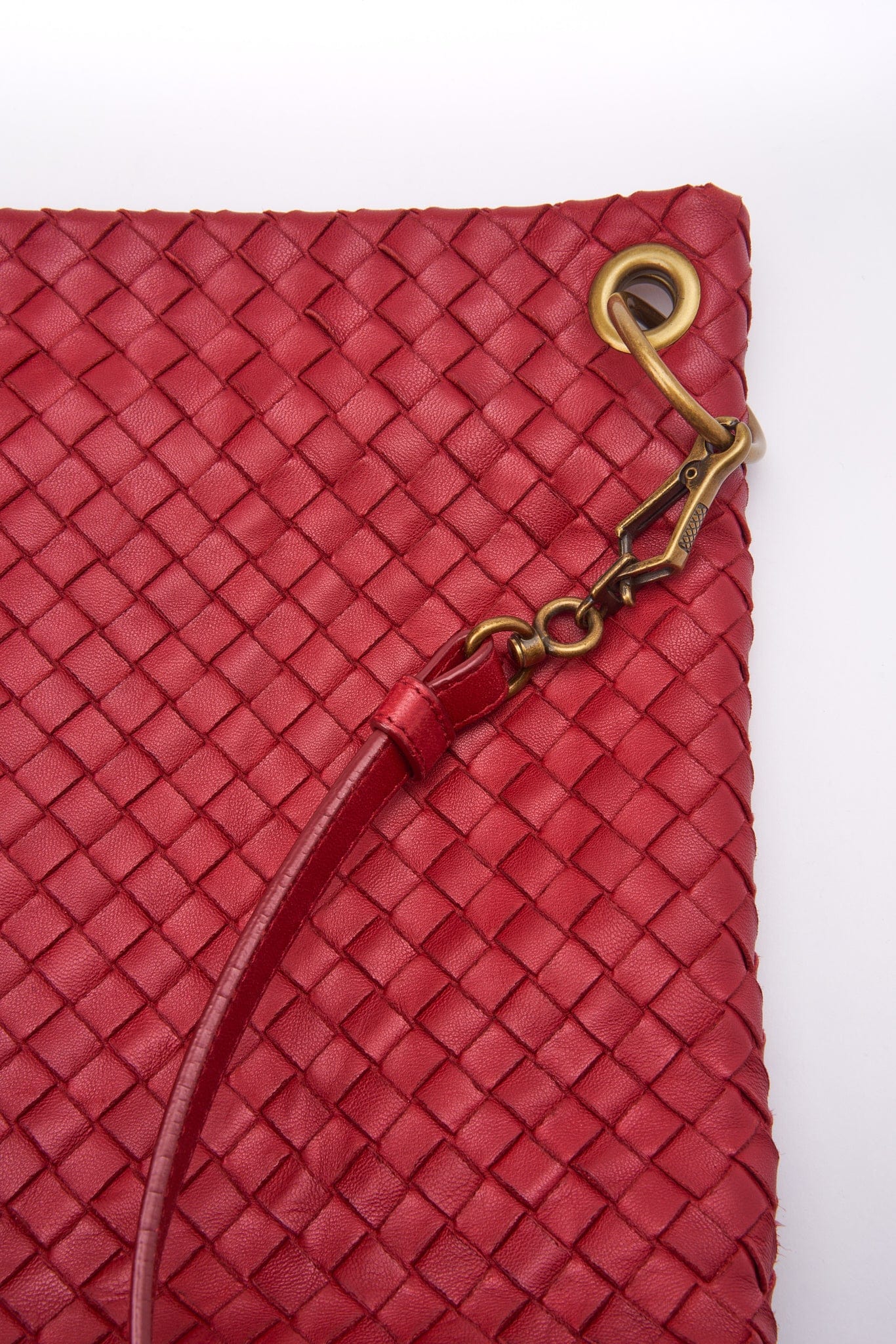 Vintage Bottega Veneta Red Intrecciato Leather Crossbody Bag