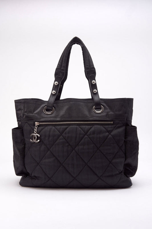 Chanel Paris Biarritz Black Nylon Tote Bag