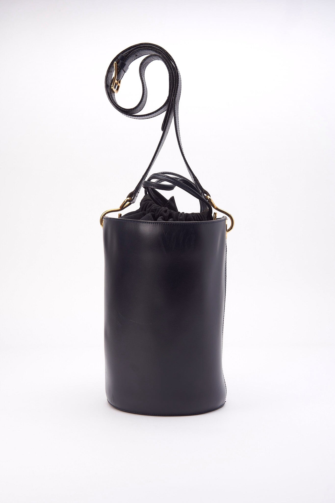 Vintage Celine Navy Leather Bucket Bag