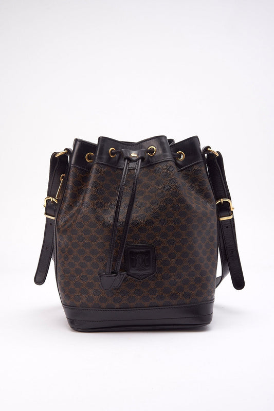 Vintage Celine Triomphe Black Bucket Bag