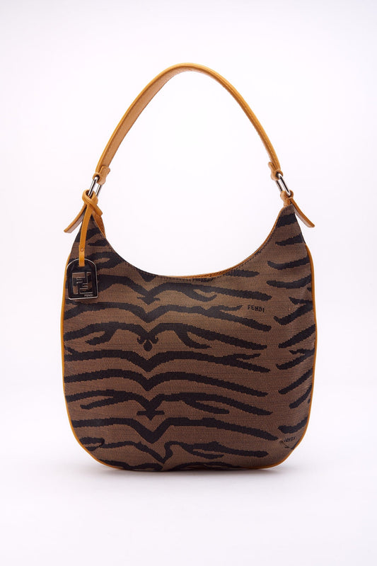 Vintage Fendi Shoulder Bag in Zebra Canvas