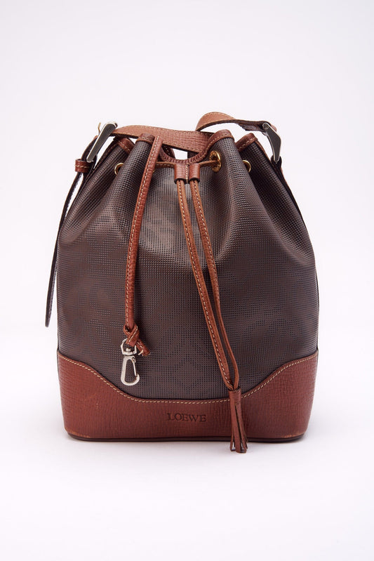 Vintage Loewe Anagram Tan Bucket Bag