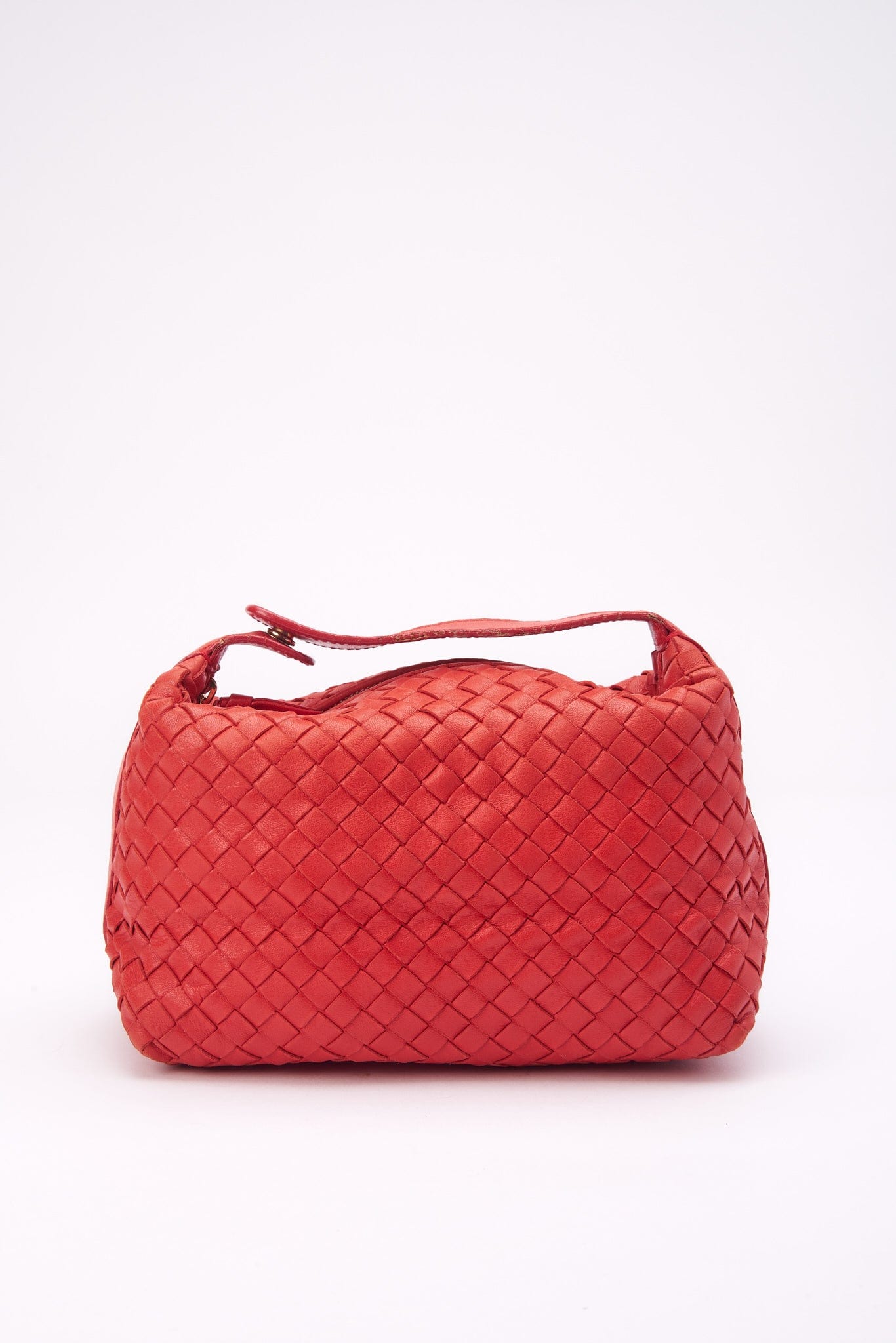 Vintage Bottega Veneta Red Intrecciato Leather Bag