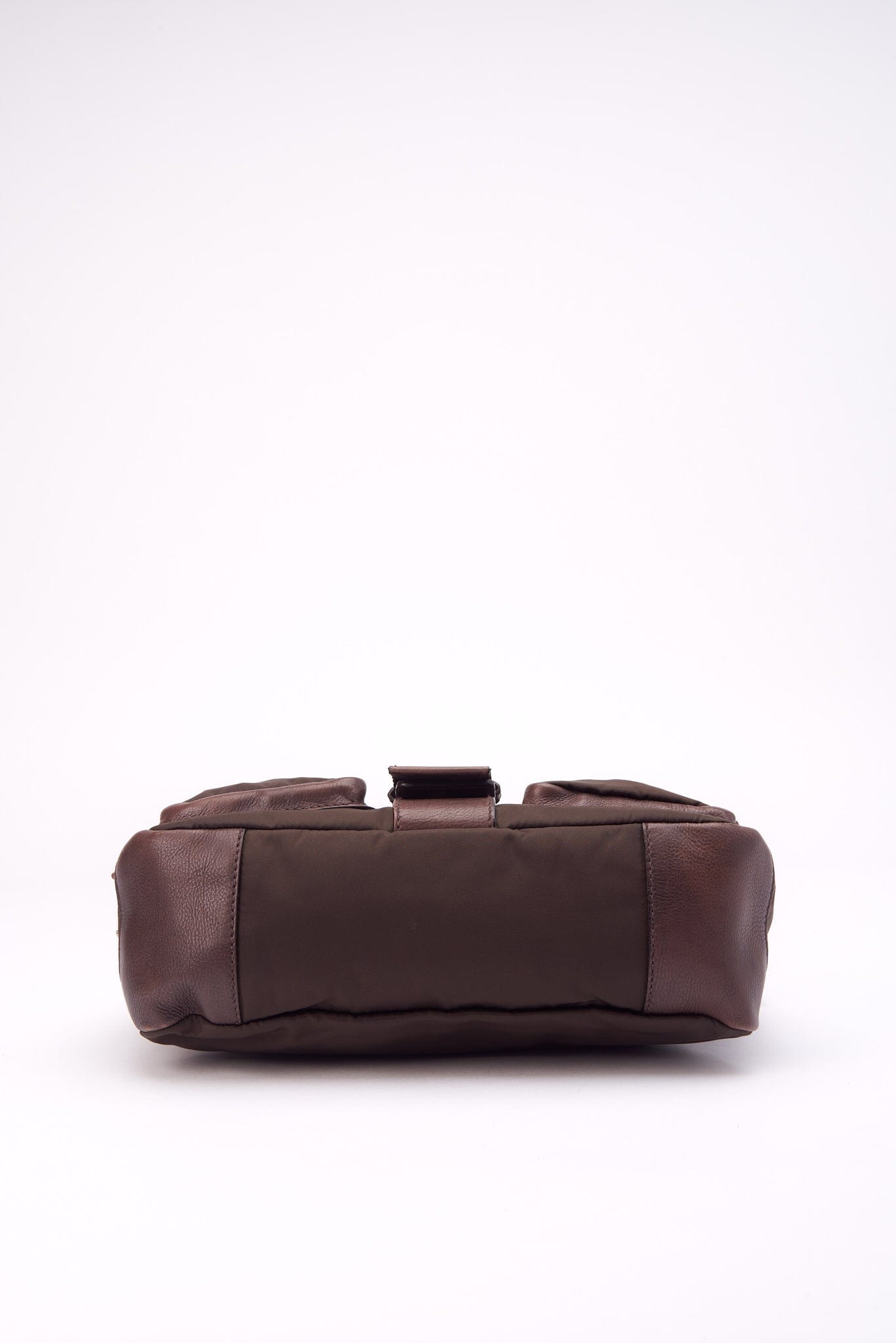Vintage Prada Brown Leather Bag with Webbing Strap