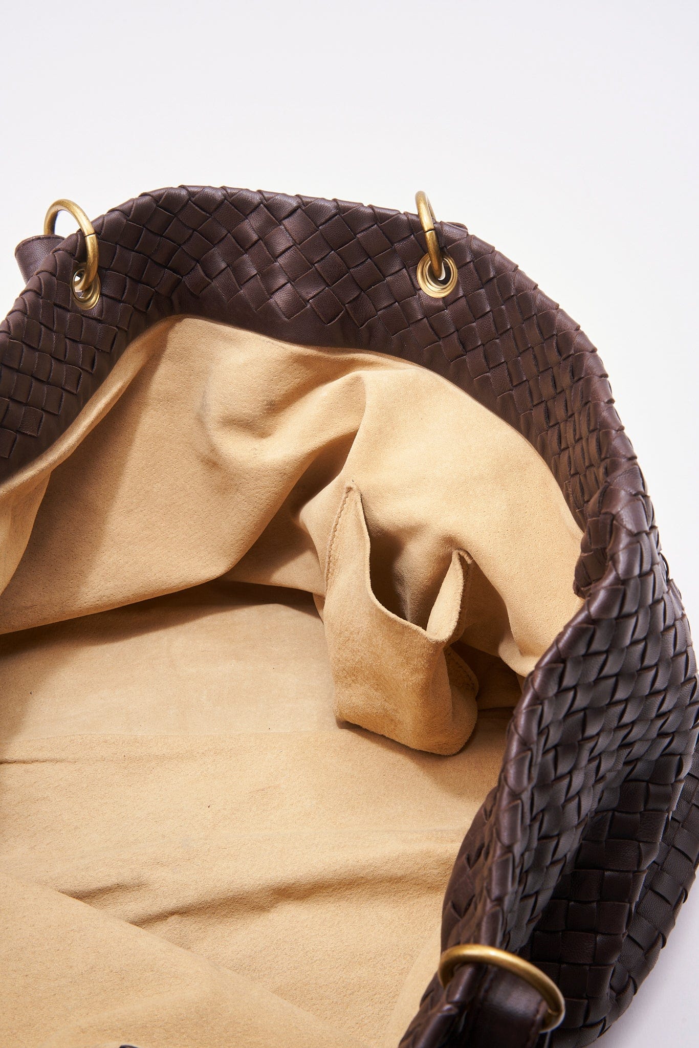 Vintage Bottega Veneta Brown Intrecciato Leather Tote Bag