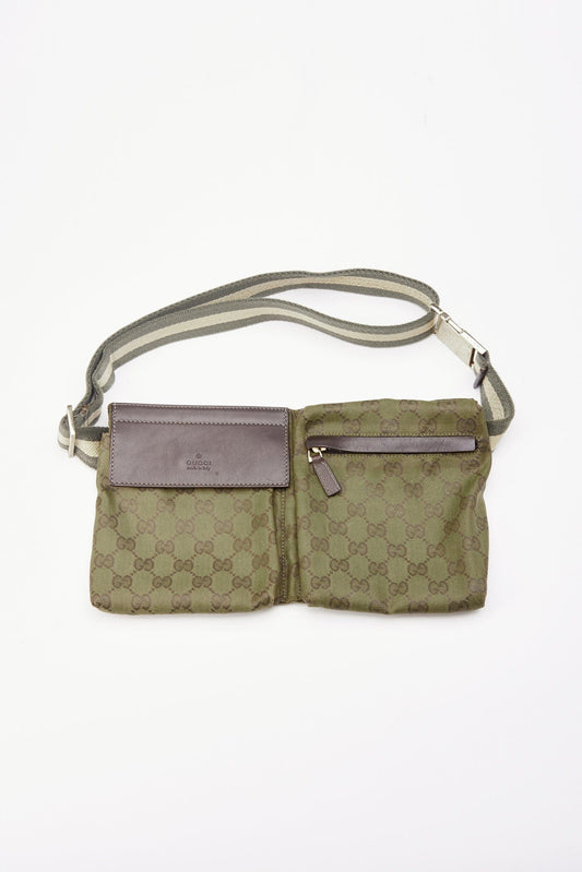 Vintage Gucci Green GG Canvas Belt or Sling Bag