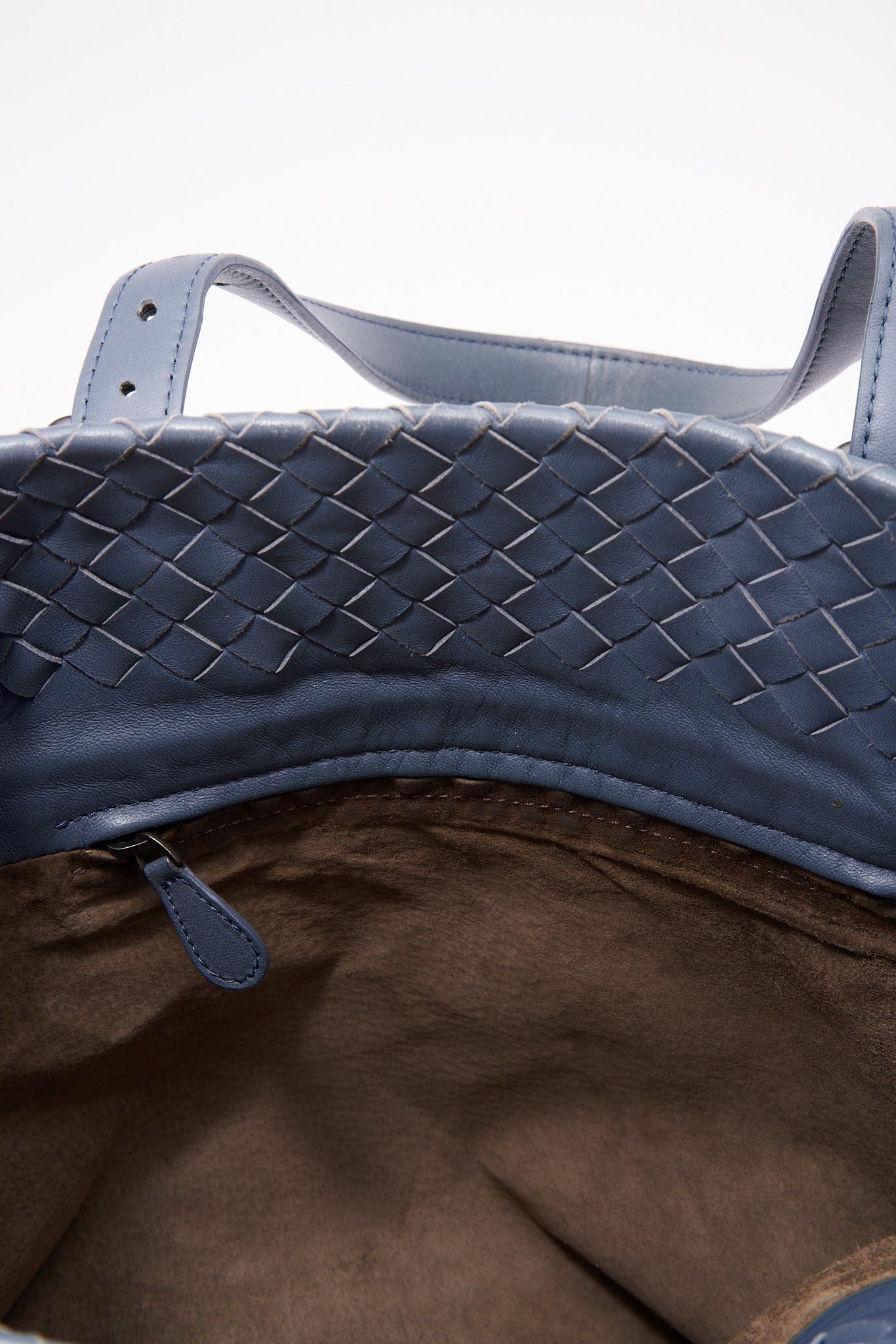 Vintage Bottega Veneta Pale Blue Intrecciato Leather Tote Bag