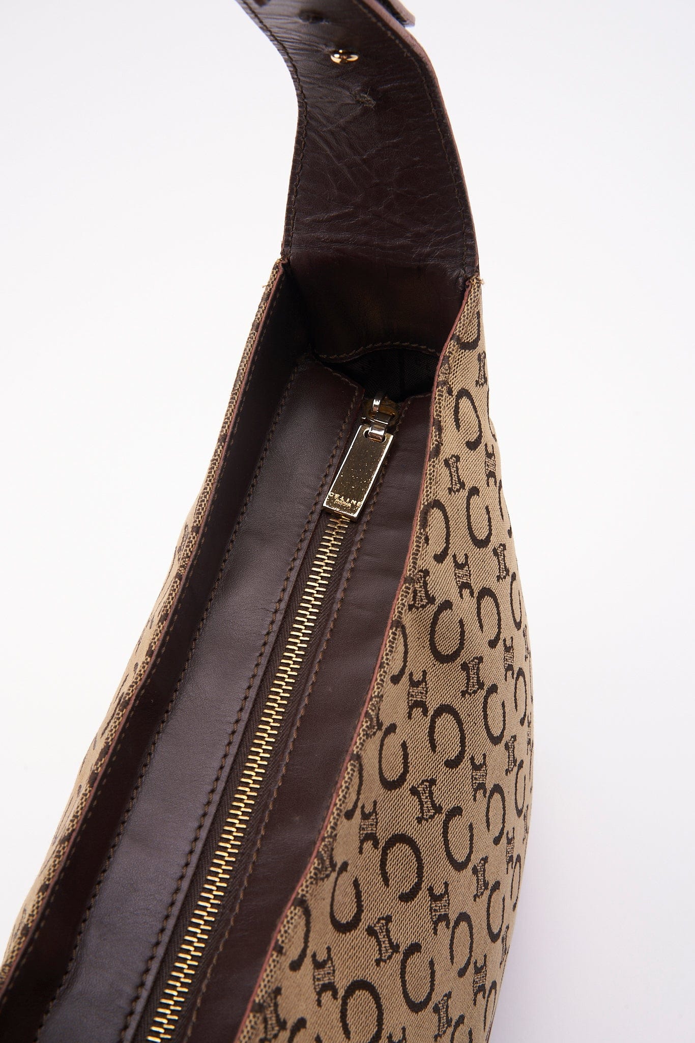 Vintage Celine Triomphe Brown Shoulder Bag