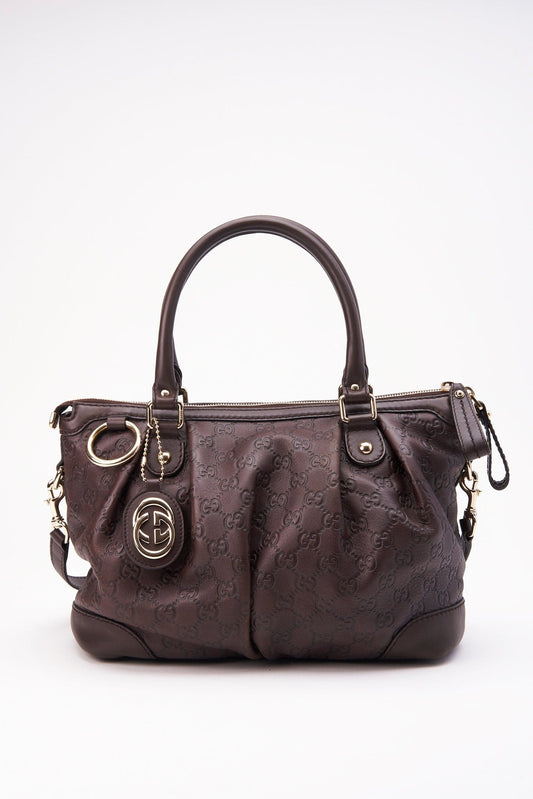Vintage Brown Leather Gucci Shoulder Bag