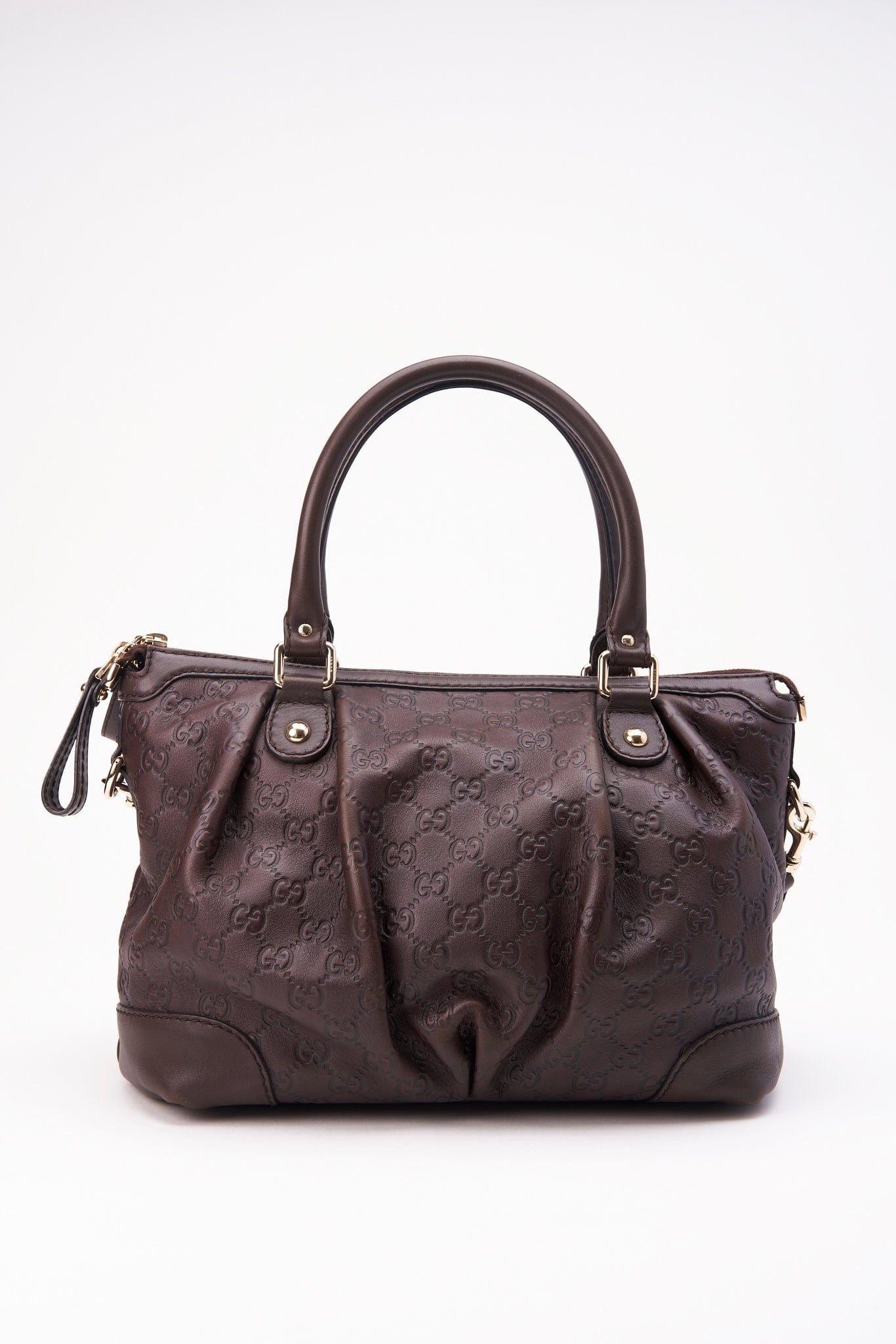 Vintage Brown Leather Gucci Shoulder Bag