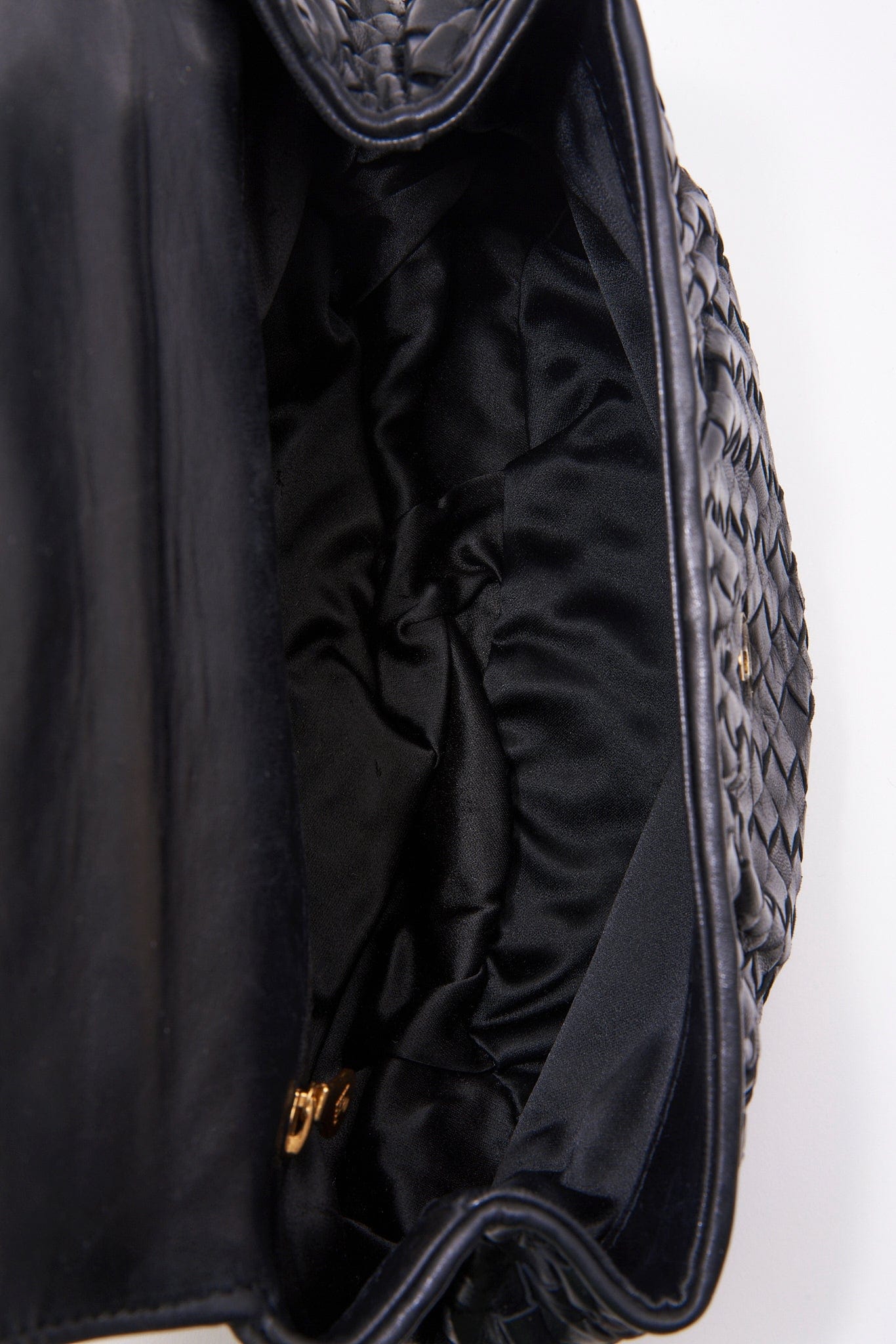 Vintage Bottega Veneta Black Intrecciato Leather Top Handle Bag