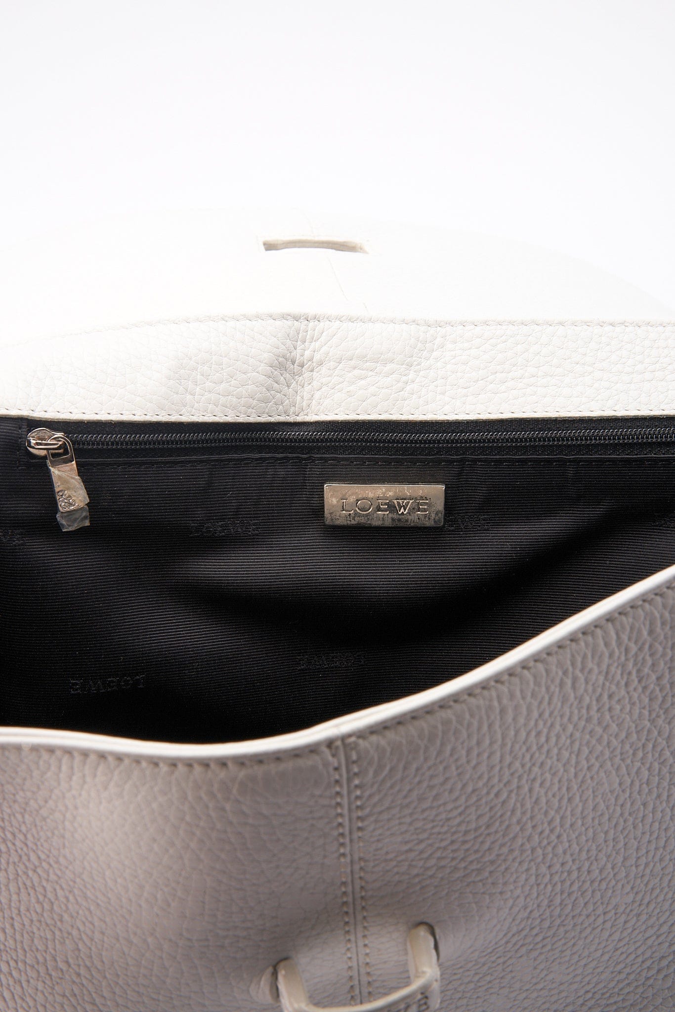 Vintage Loewe White Leather Shoulder Bag
