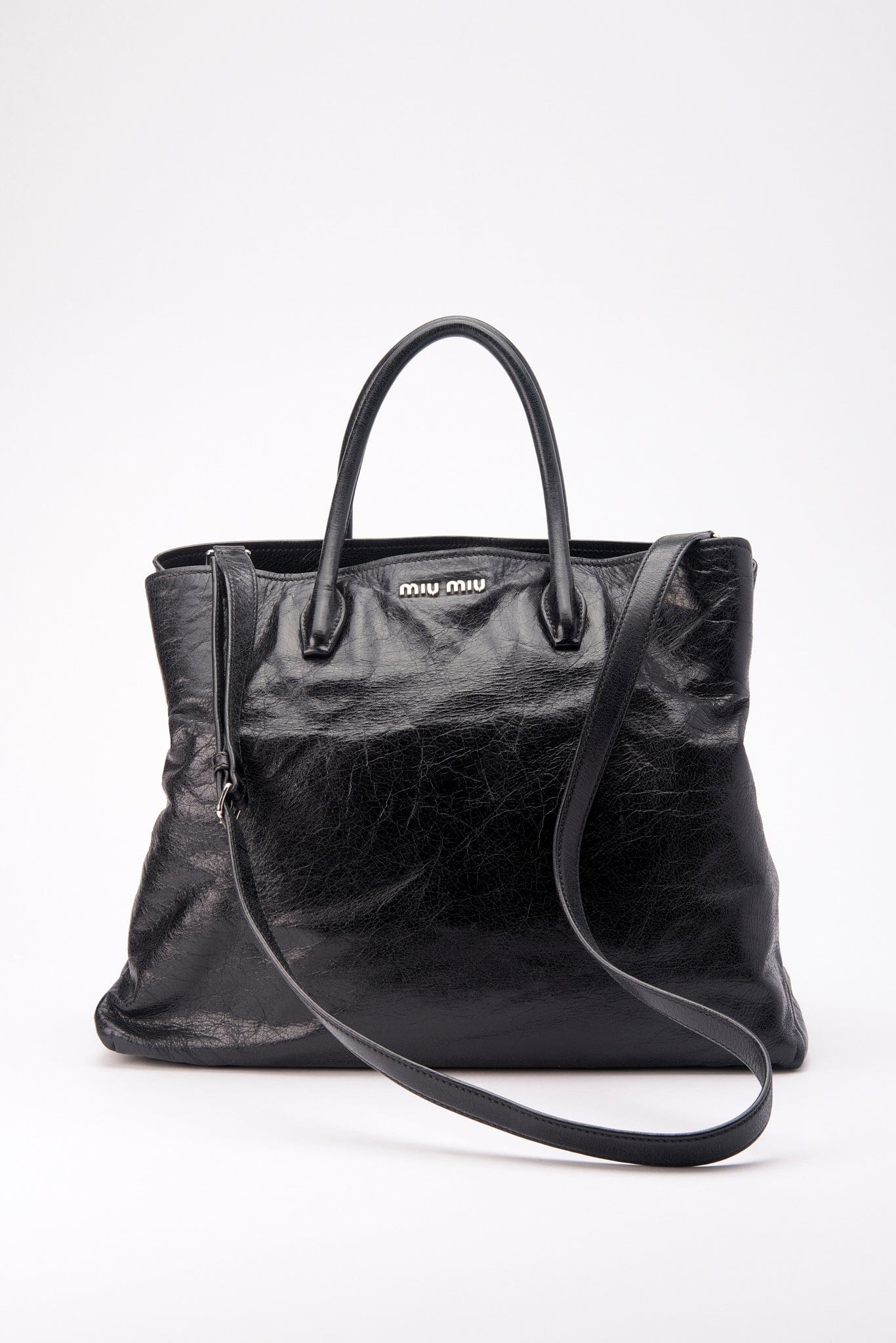 Miu Miu Black Leather Tote Bag