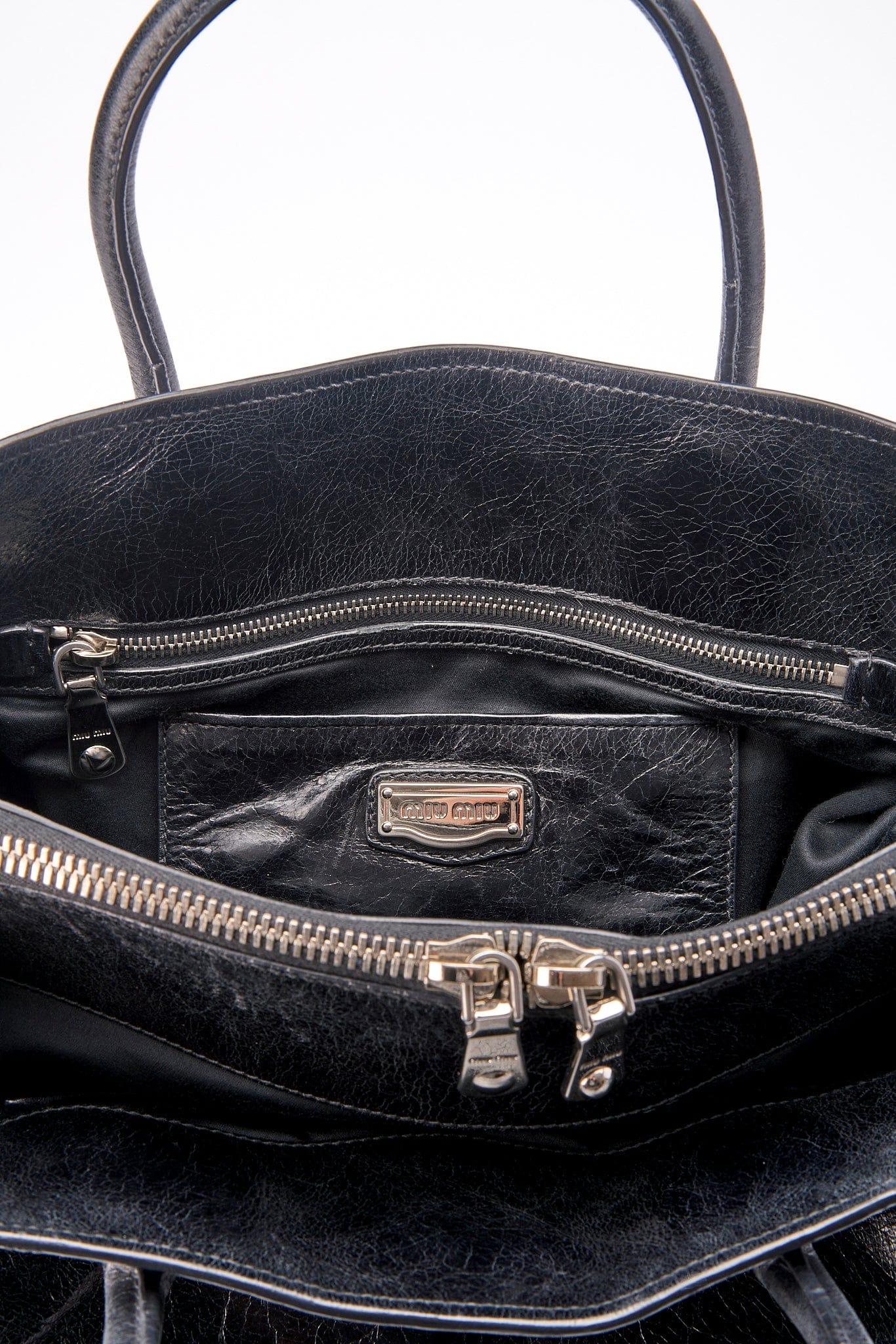 Miu Miu Schwarzer Ledertasche