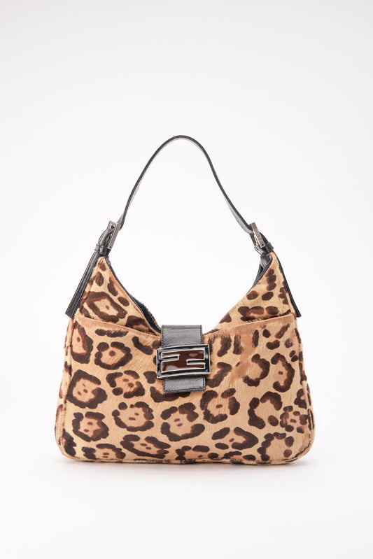 Vintage Fendi Shoulder Bag in Leopard Print Calf Hair