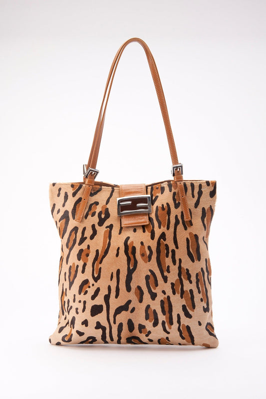Vintage Fendi Tote Bag in Leopard Print Calf Hair
