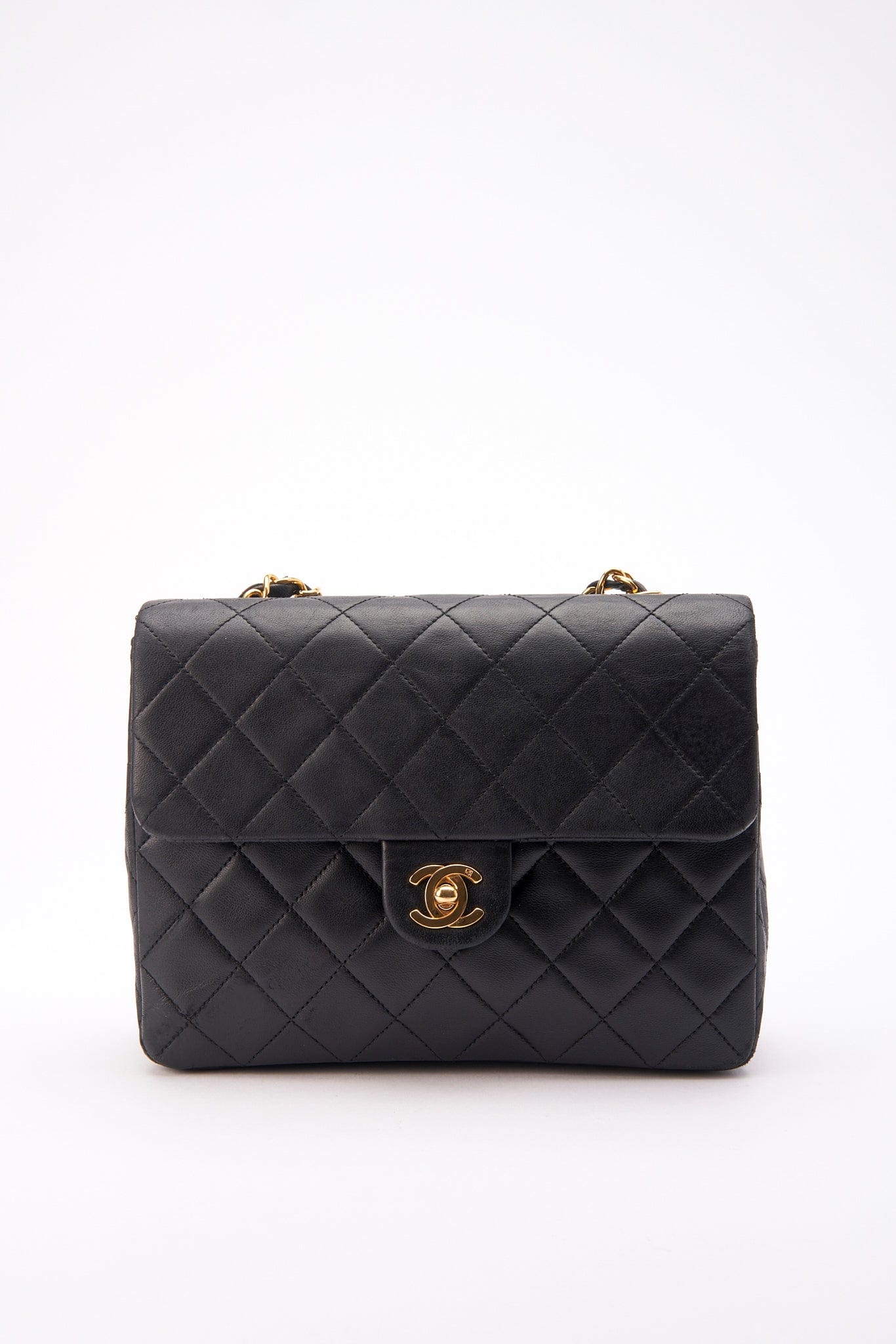 Chanel Vintage Black Small Square Classic Flap with 24k gold