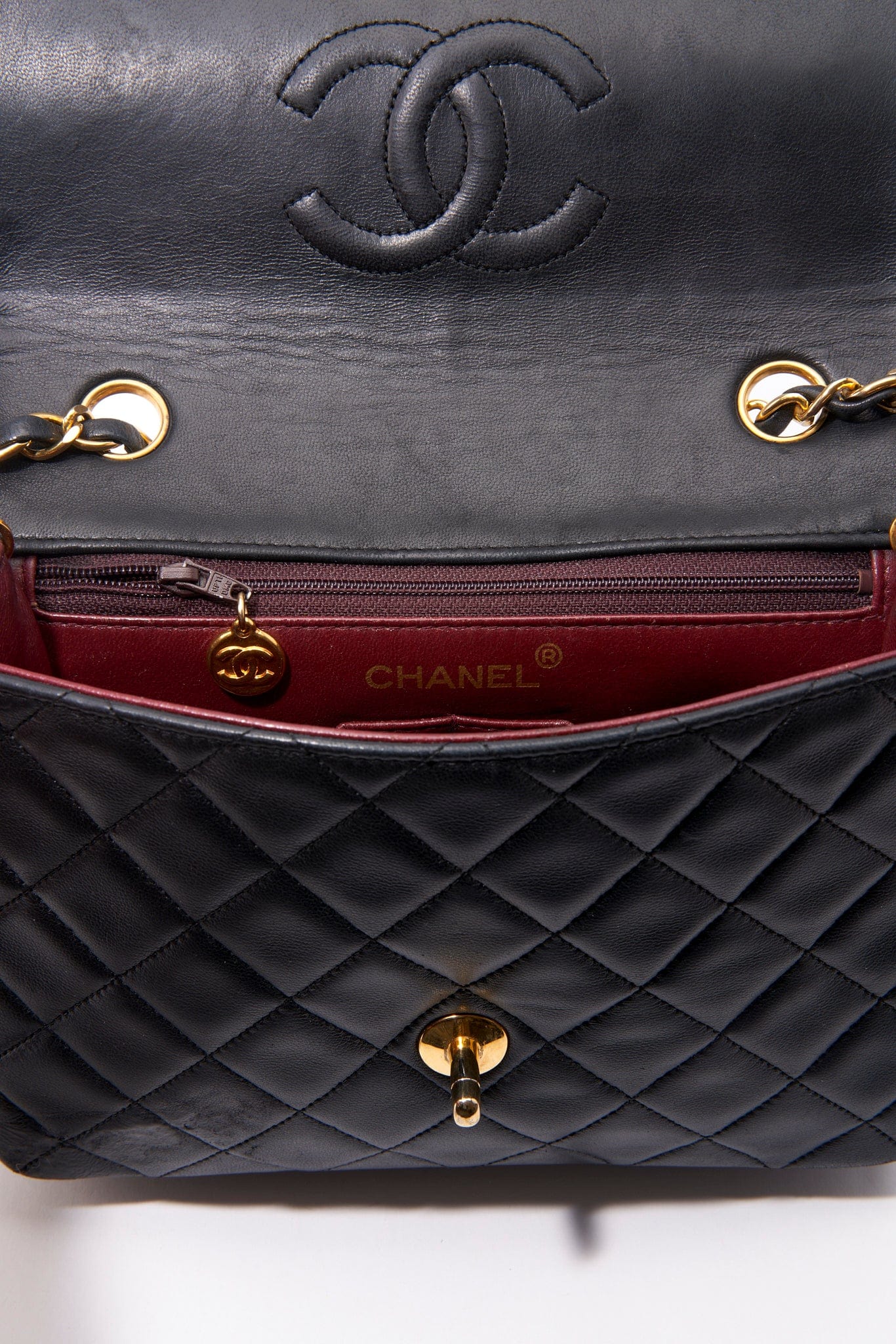 Chanel Vintage Black Small Square Classic Flap with 24k gold plated hardware