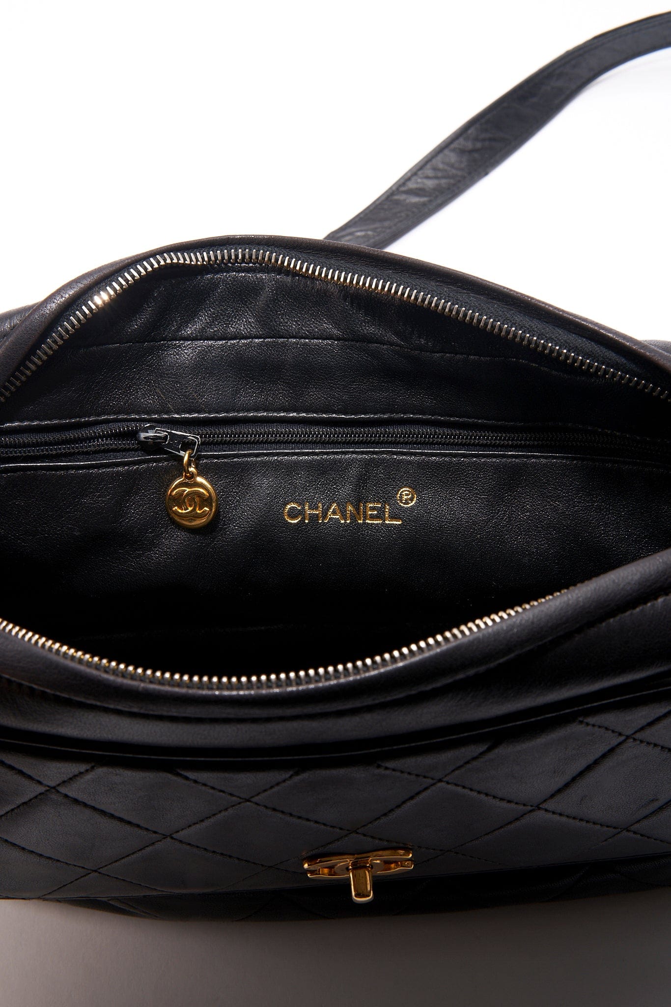 Chanel Quilted Black Camera Crossbody Bag