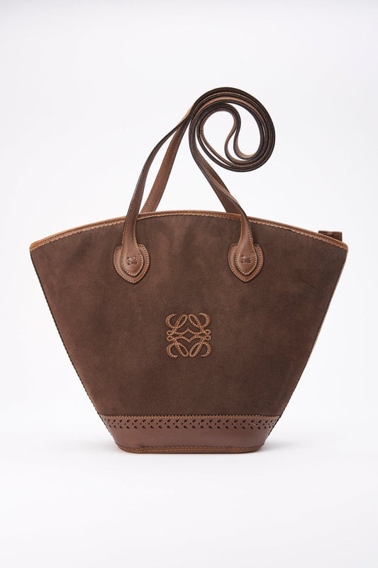 Loewe Anagram Suede and Leather Tote Bag
