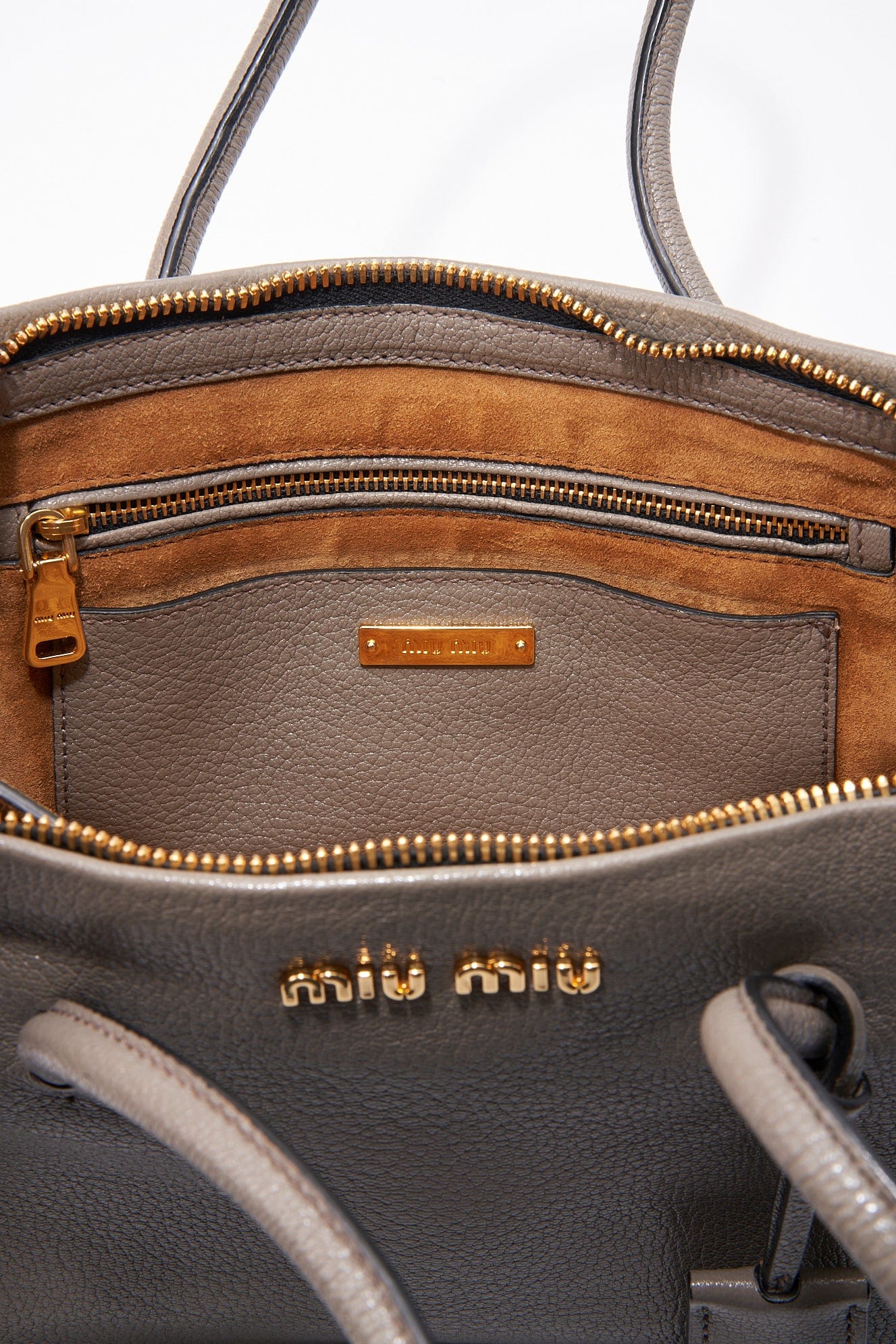 Miu Miu Grey Leather Crossbody Bag