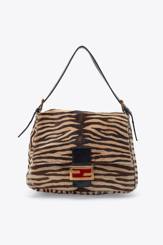 Vintage Fendi Mamma Baguette in Zebra Print Calf Hair