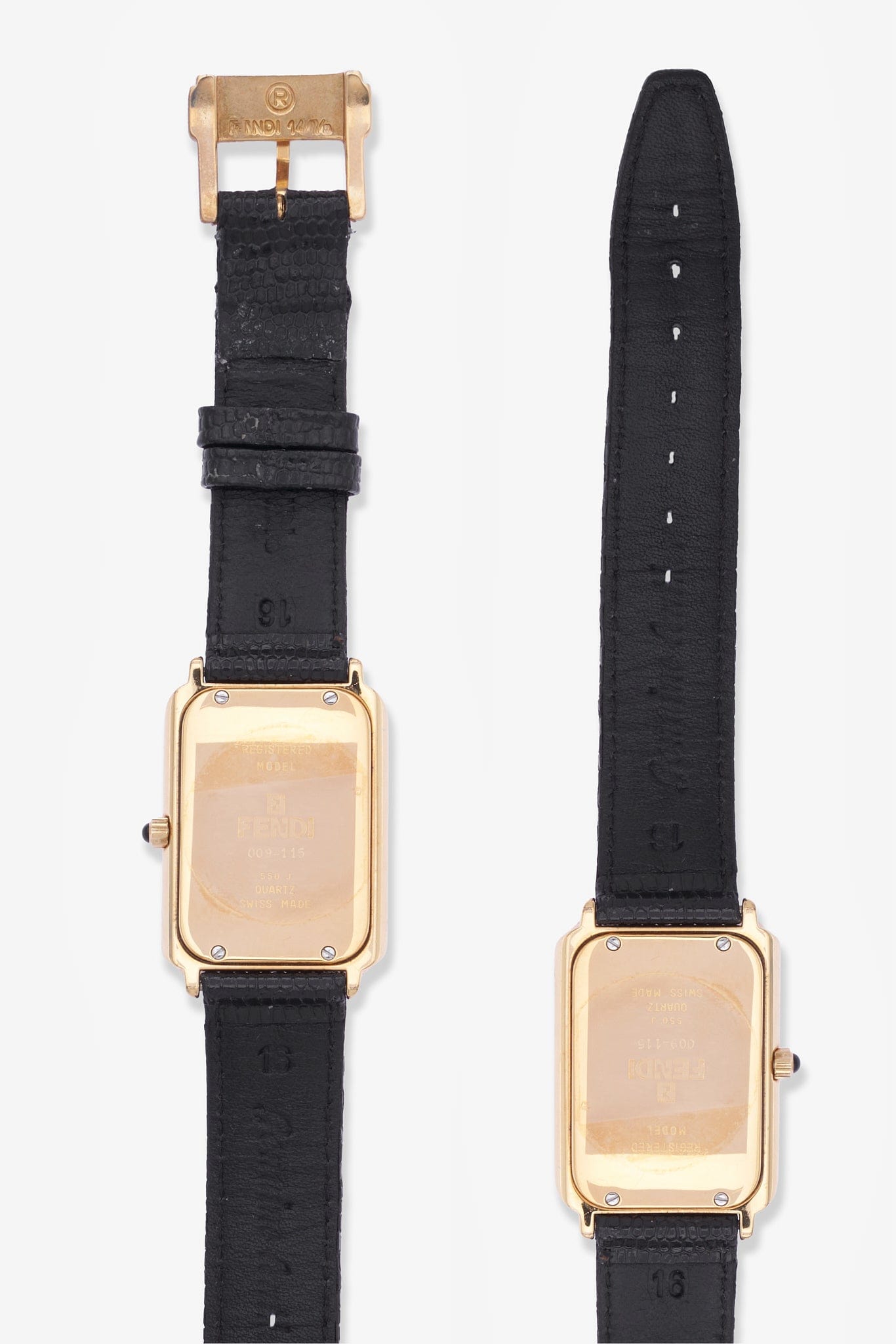 Vintage Fendi Gold Plated Watch with Black Snake Leather Strap