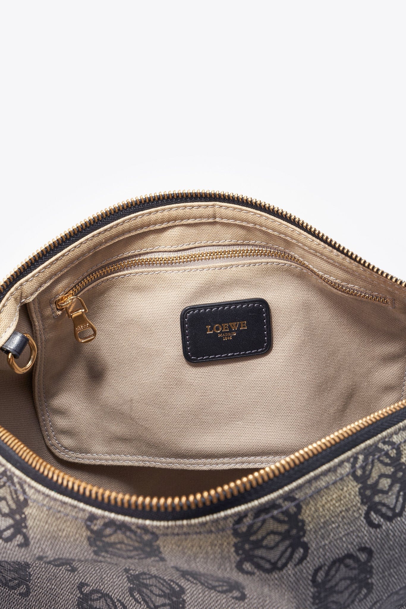 Vintage Loewe Anagram Caoted Canvas and Leather Tote Bag