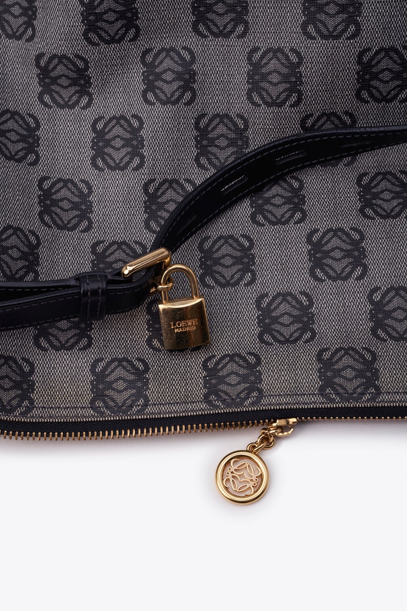 Vintage Loewe Anagram Caoted Canvas and Leather Tote Bag