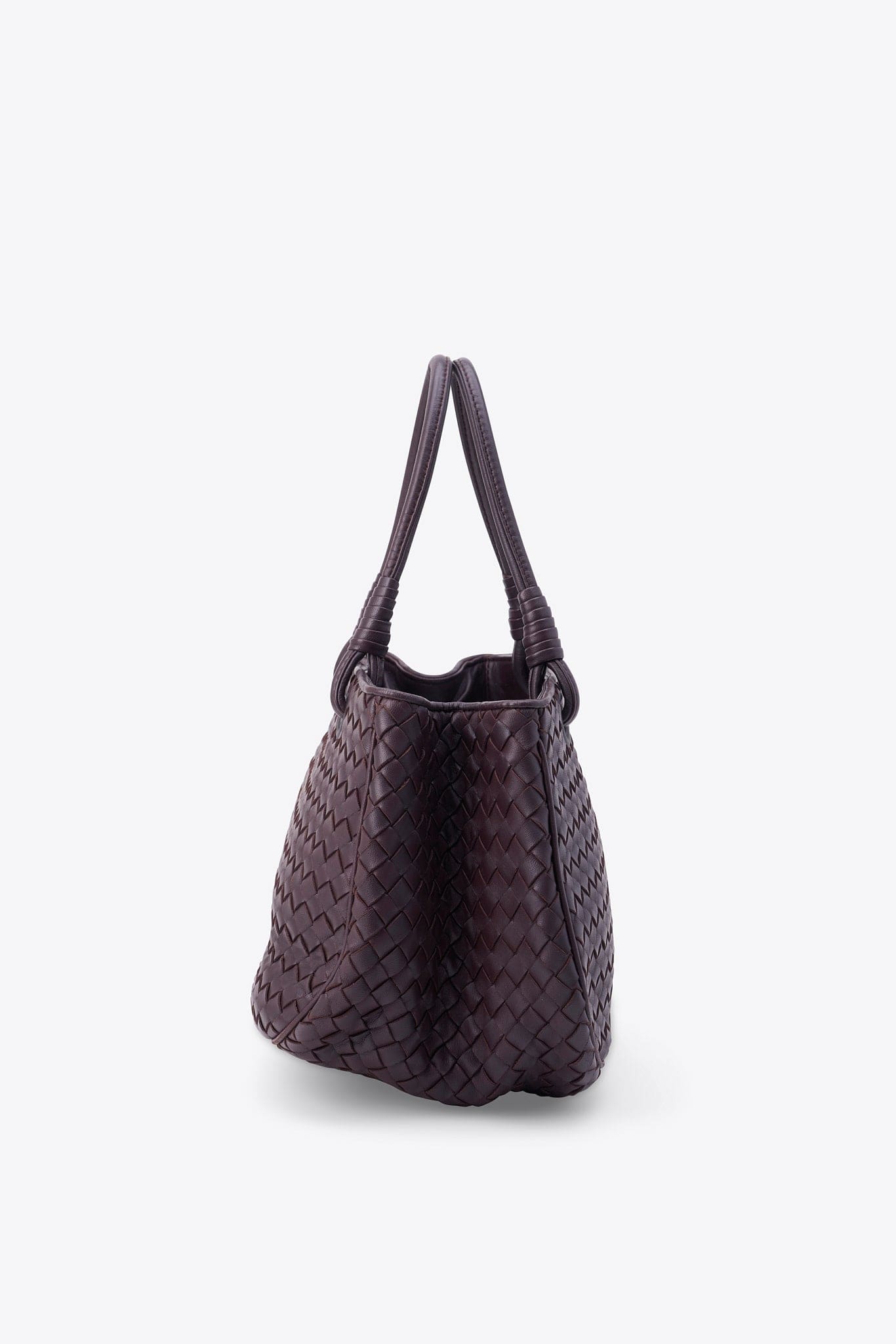 Vintage Bottega Veneta Burgundy Intrecciato Leather Tote