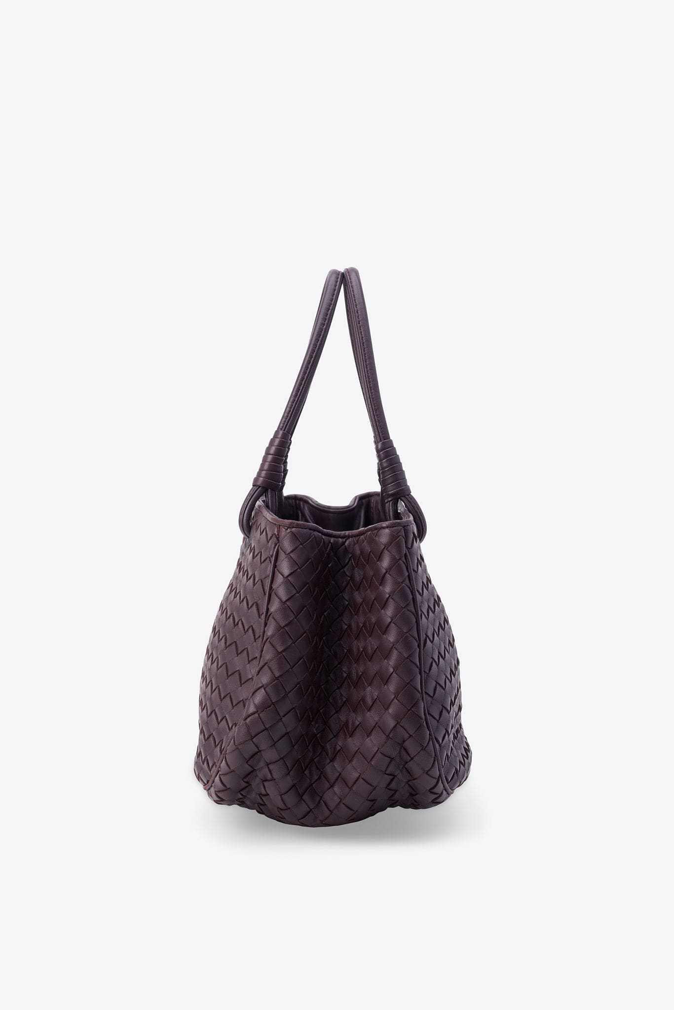 Vintage Bottega Veneta Burgundy Intrecciato Leather Tote