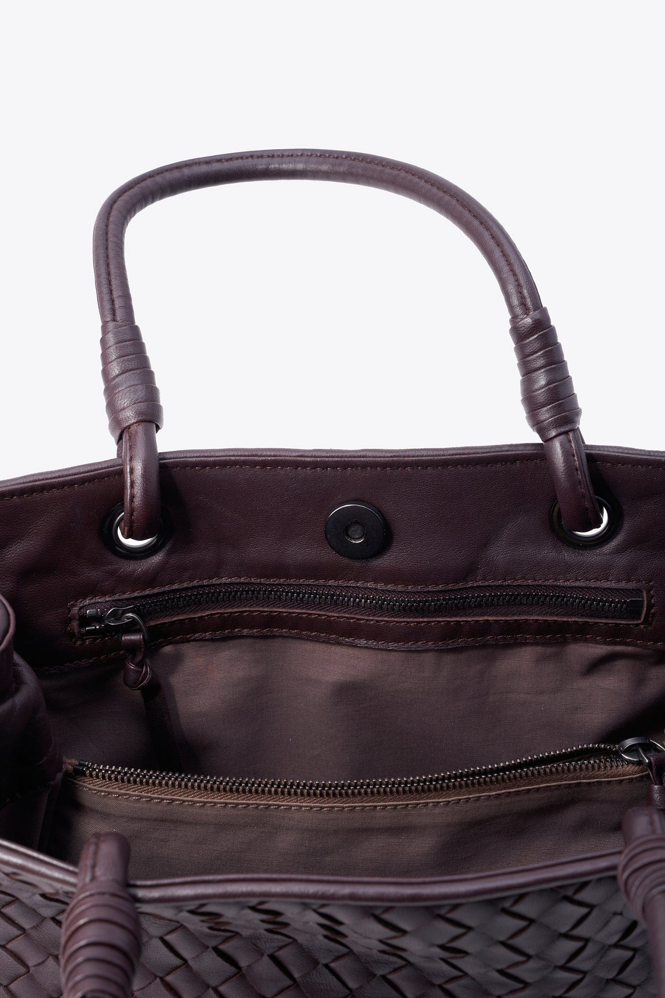 Vintage Bottega Veneta Burgundy Intrecciato Leather Tote