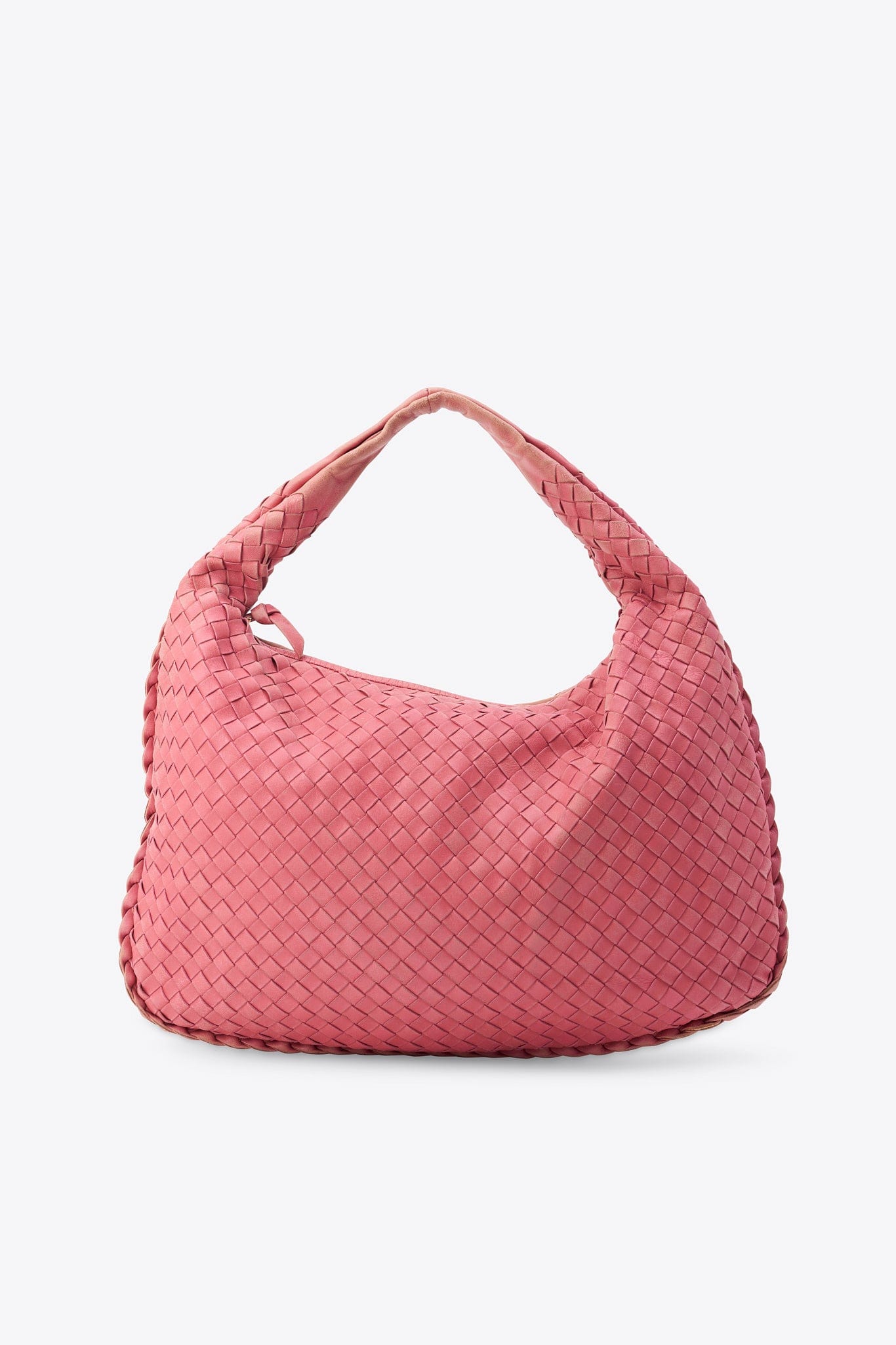 Vintage Bottega Veneta Pink Intrecciato Leather Hobo Shoulder Bag