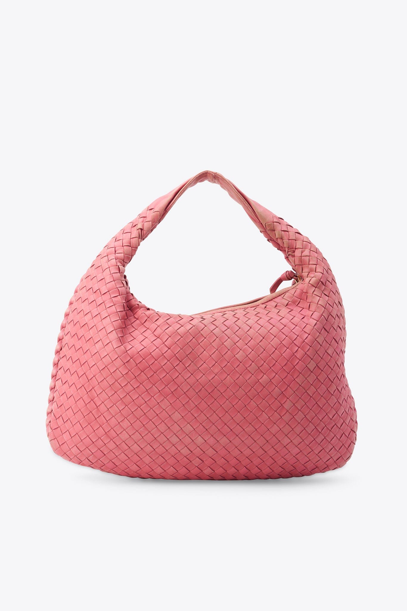 Vintage Bottega Veneta Pink Intrecciato Leather Hobo Shoulder Bag