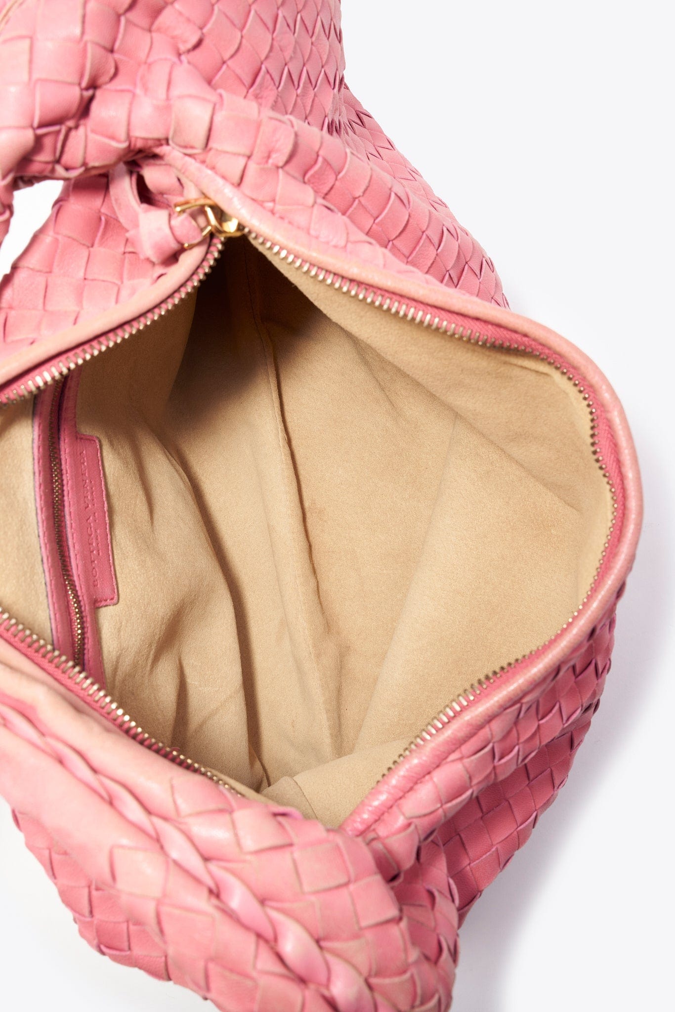 Vintage Bottega Veneta Pink Intrecciato Leather Hobo Shoulder Bag