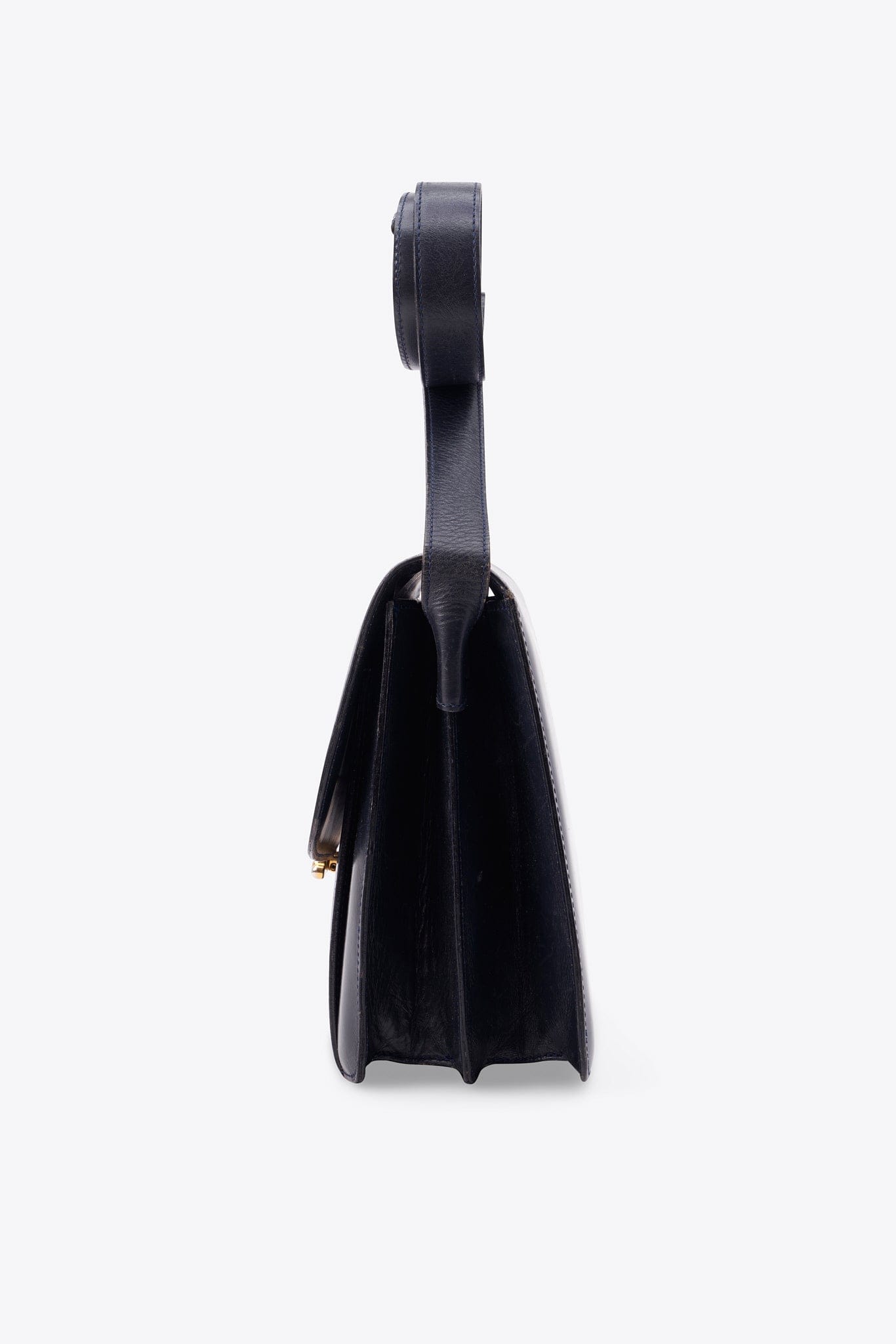 Vintage Celine Horsebit Flap Shoulder Bag in Black Leather