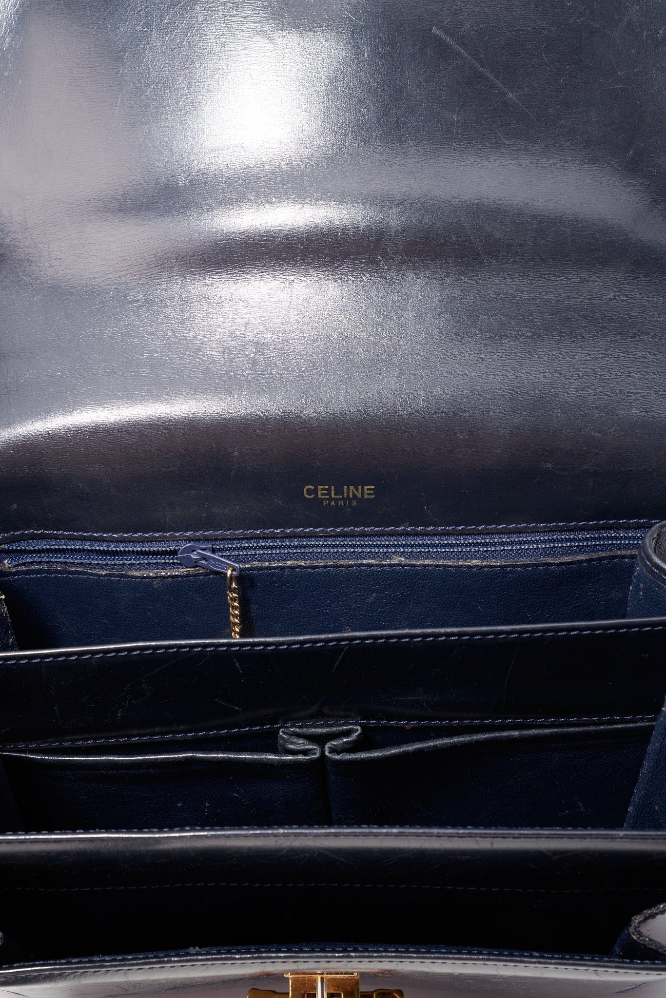 Vintage Celine Horsebit Flap Shoulder Bag in Black Leather