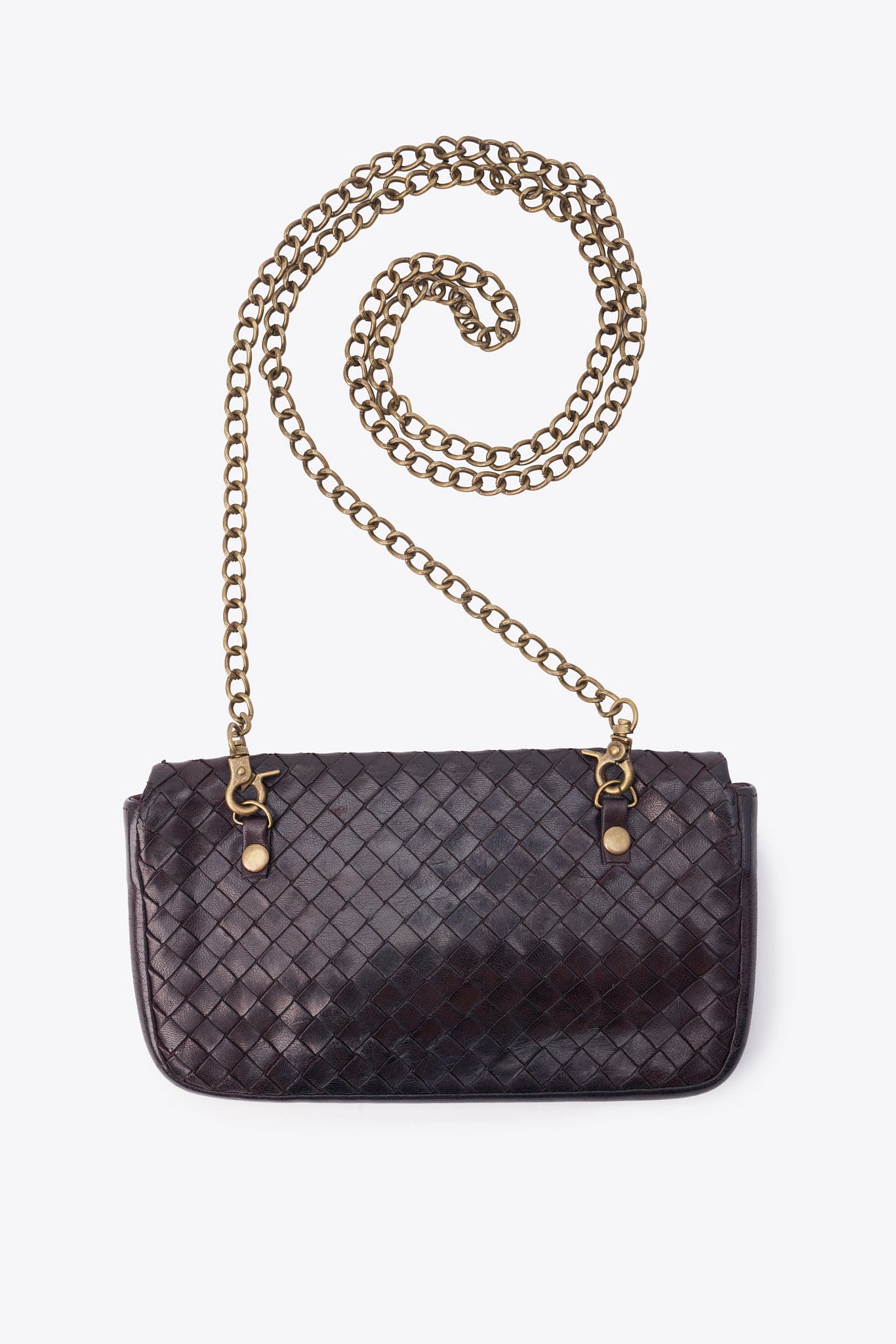 Vintage Bottega Veneta Black Intrecciato Leather Crossbody Bag