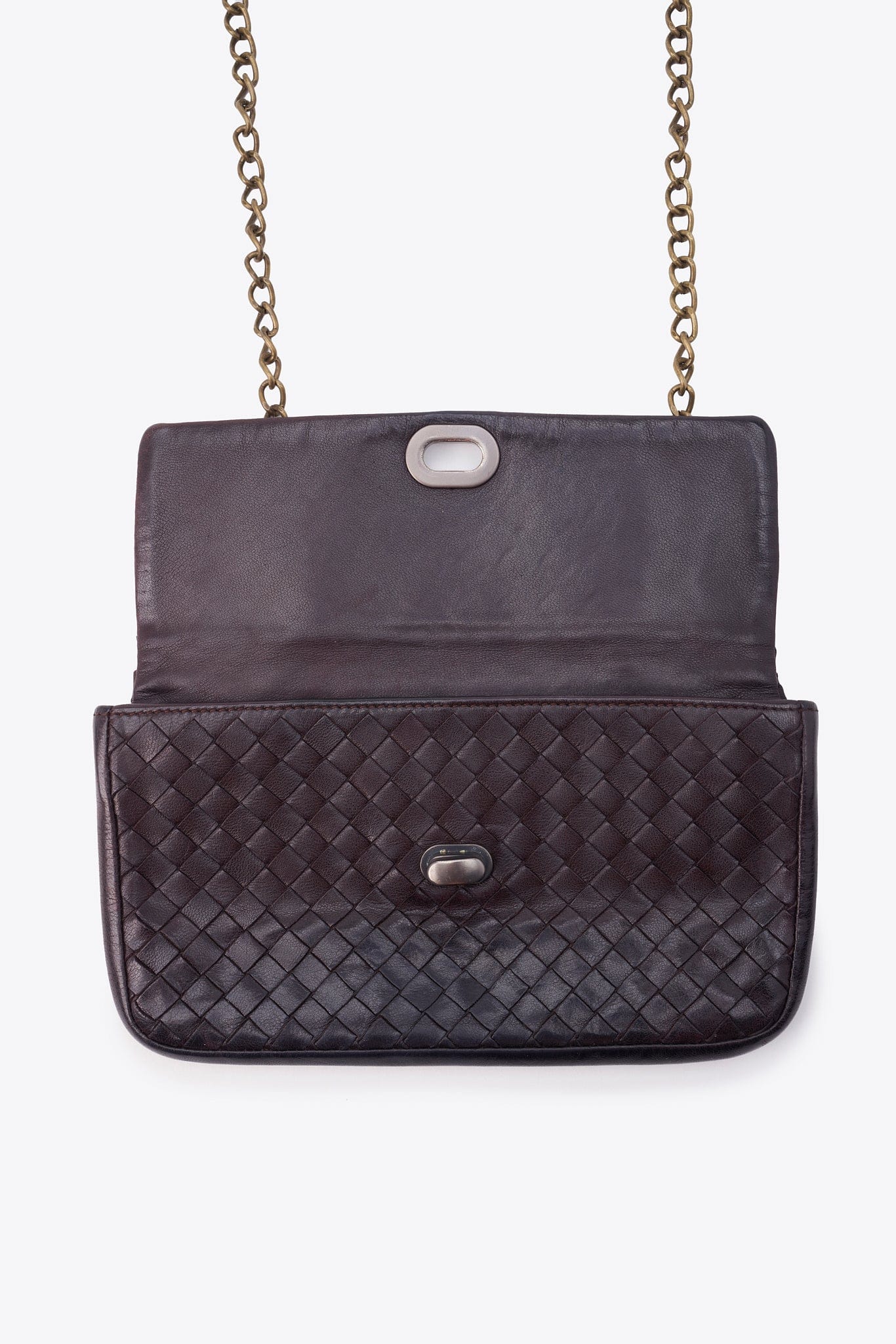 Vintage Bottega Veneta Black Intrecciato Leather Crossbody Bag