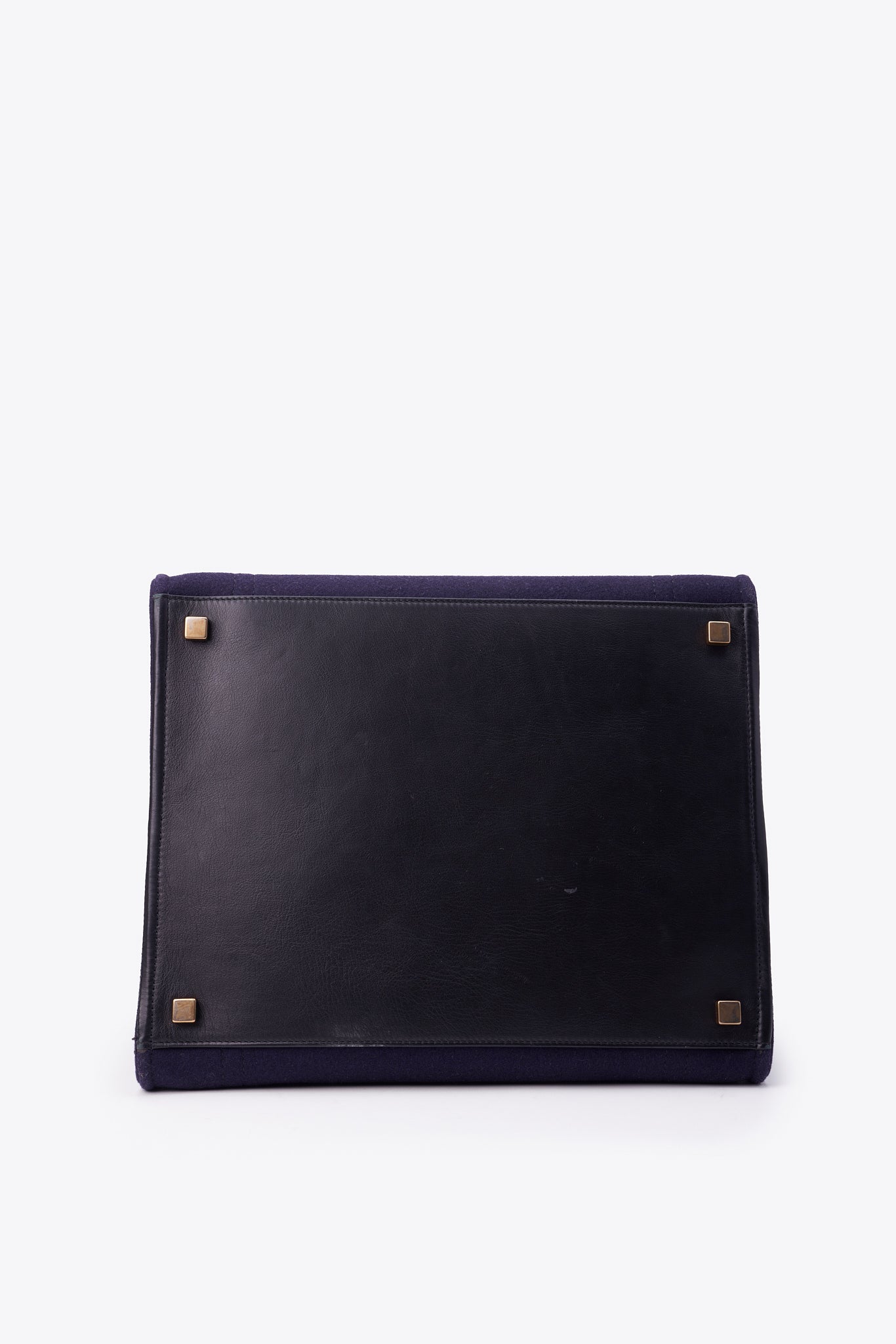 Céline Felt and Leather Phantom Luggage Tote in Deep Navy